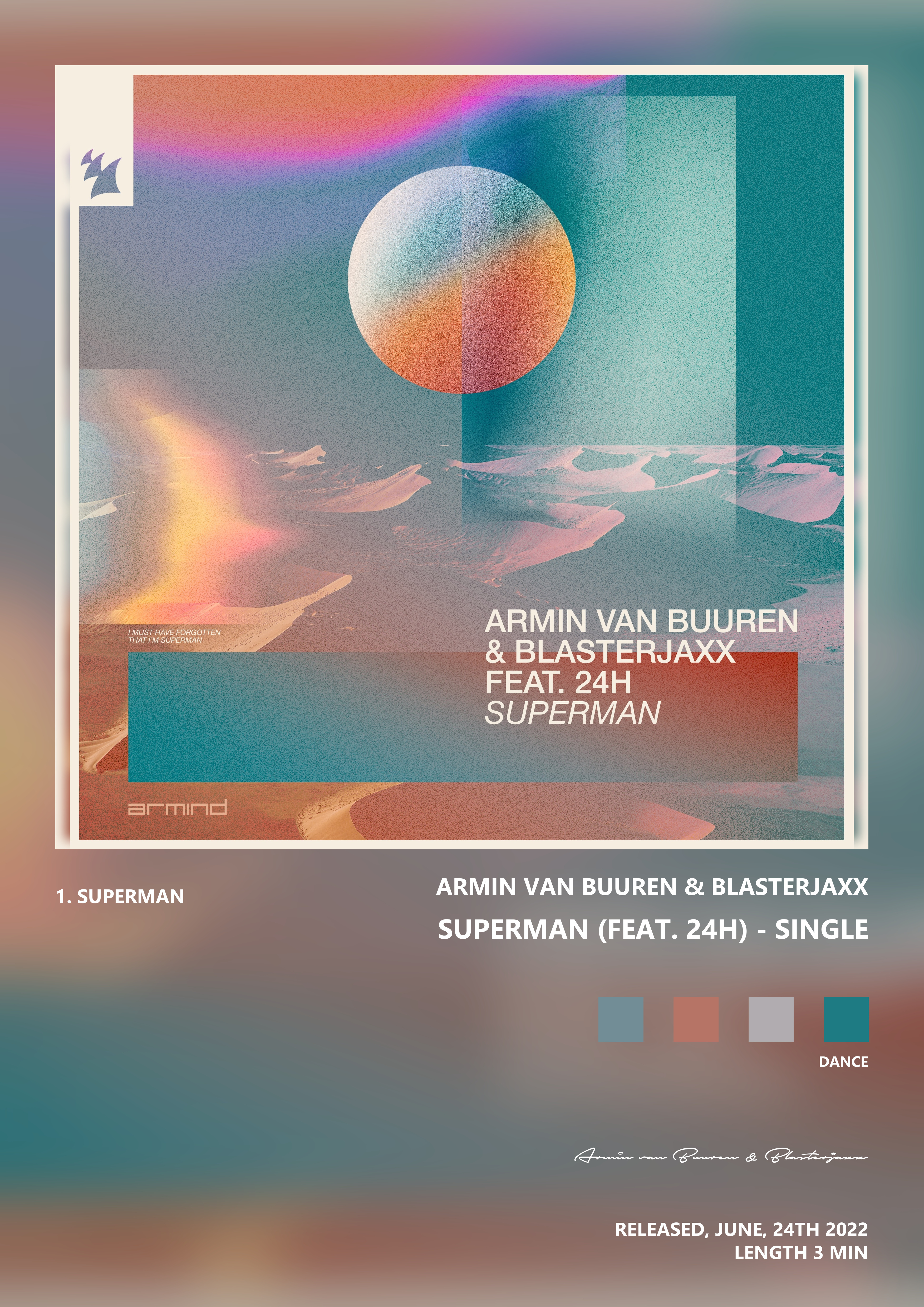 Music poster: Armin van Buuren Blasterjaxx - Superman feat 24h - Single