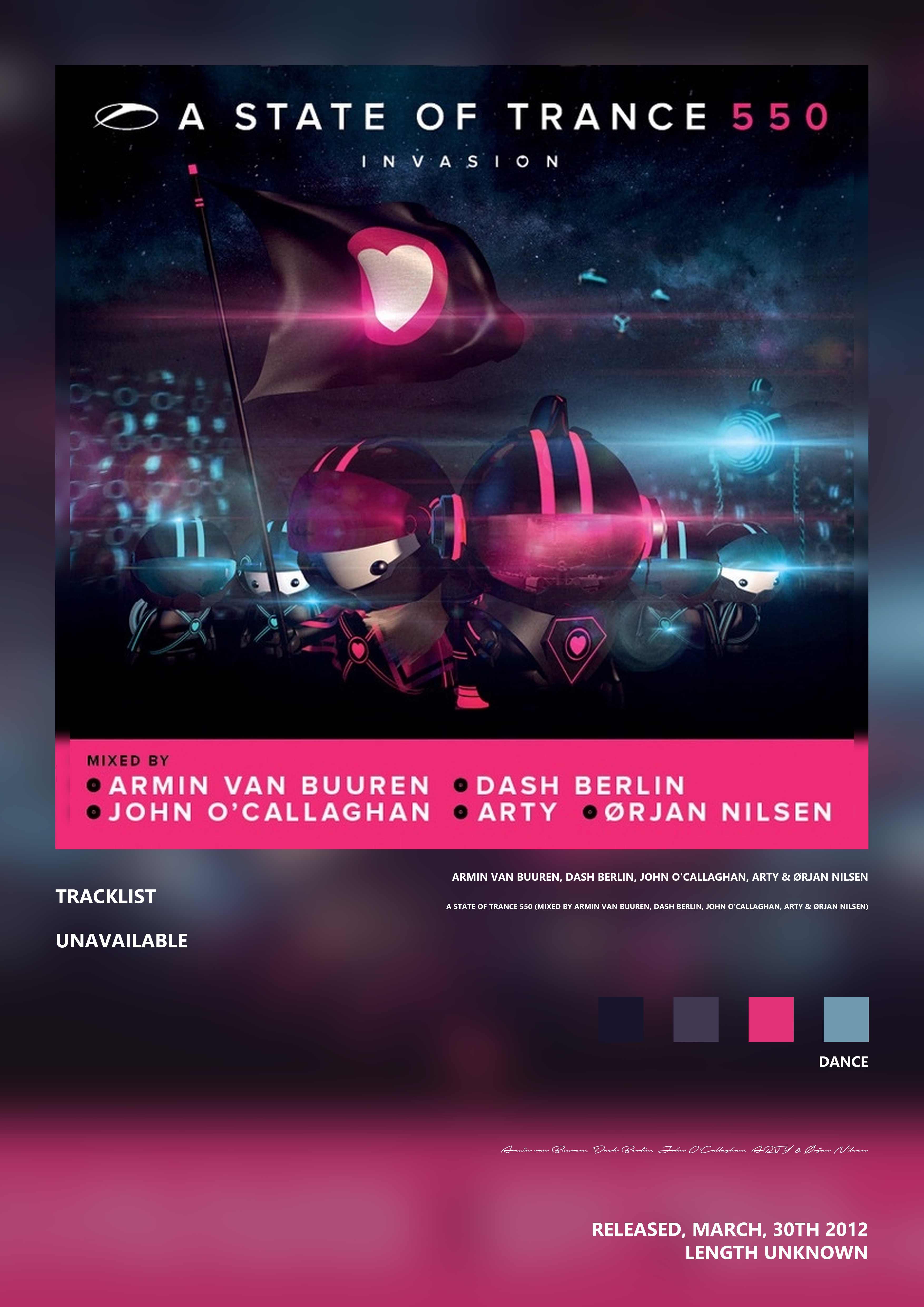 Music poster: Armin van Buuren Dash Berlin John OCallaghan ARTY Ørjan Nilsen - A State of Trance 550 Mixed by Armin van Buuren Dash Be