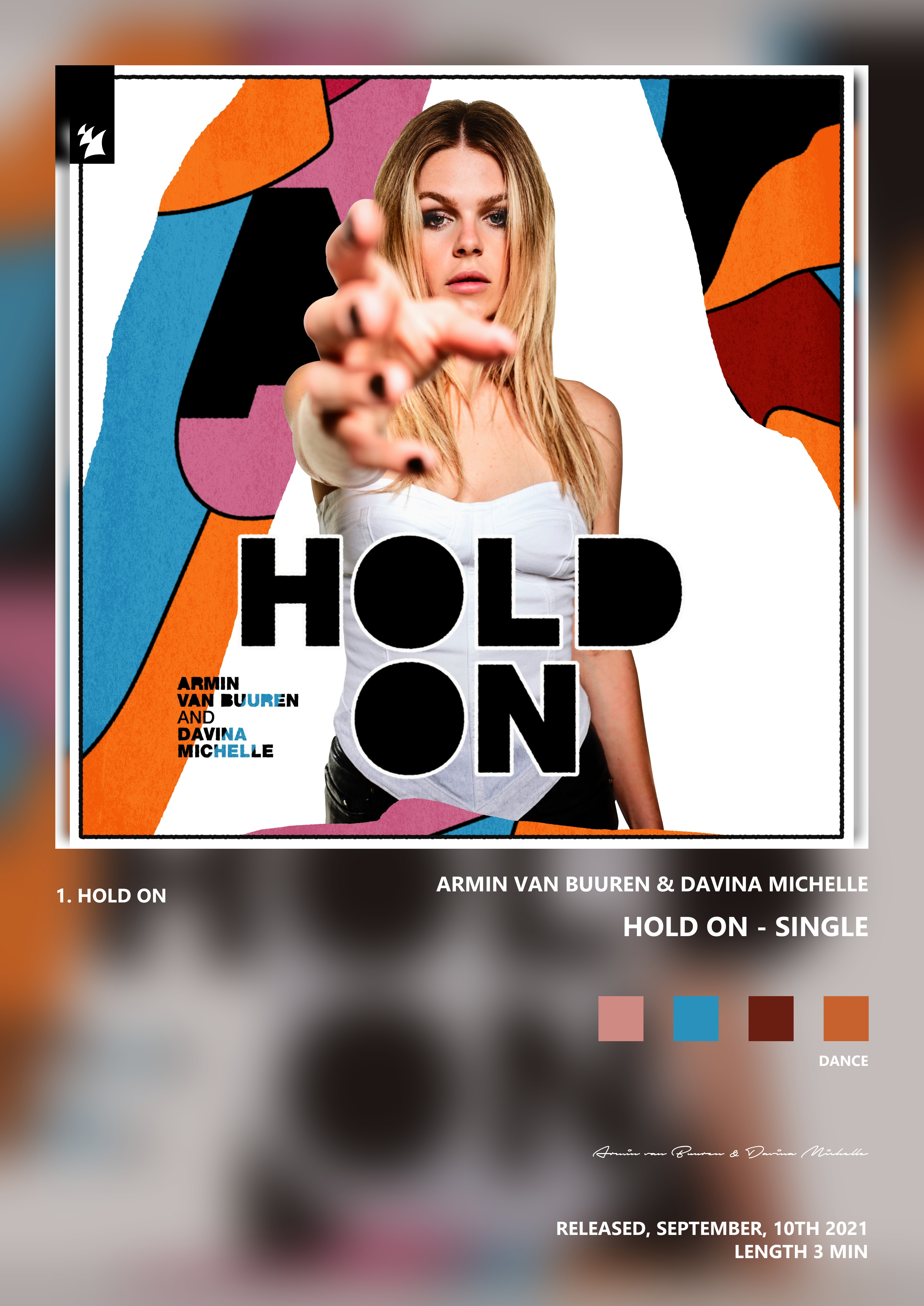 Music poster: Armin van Buuren Davina Michelle - Hold On - Single