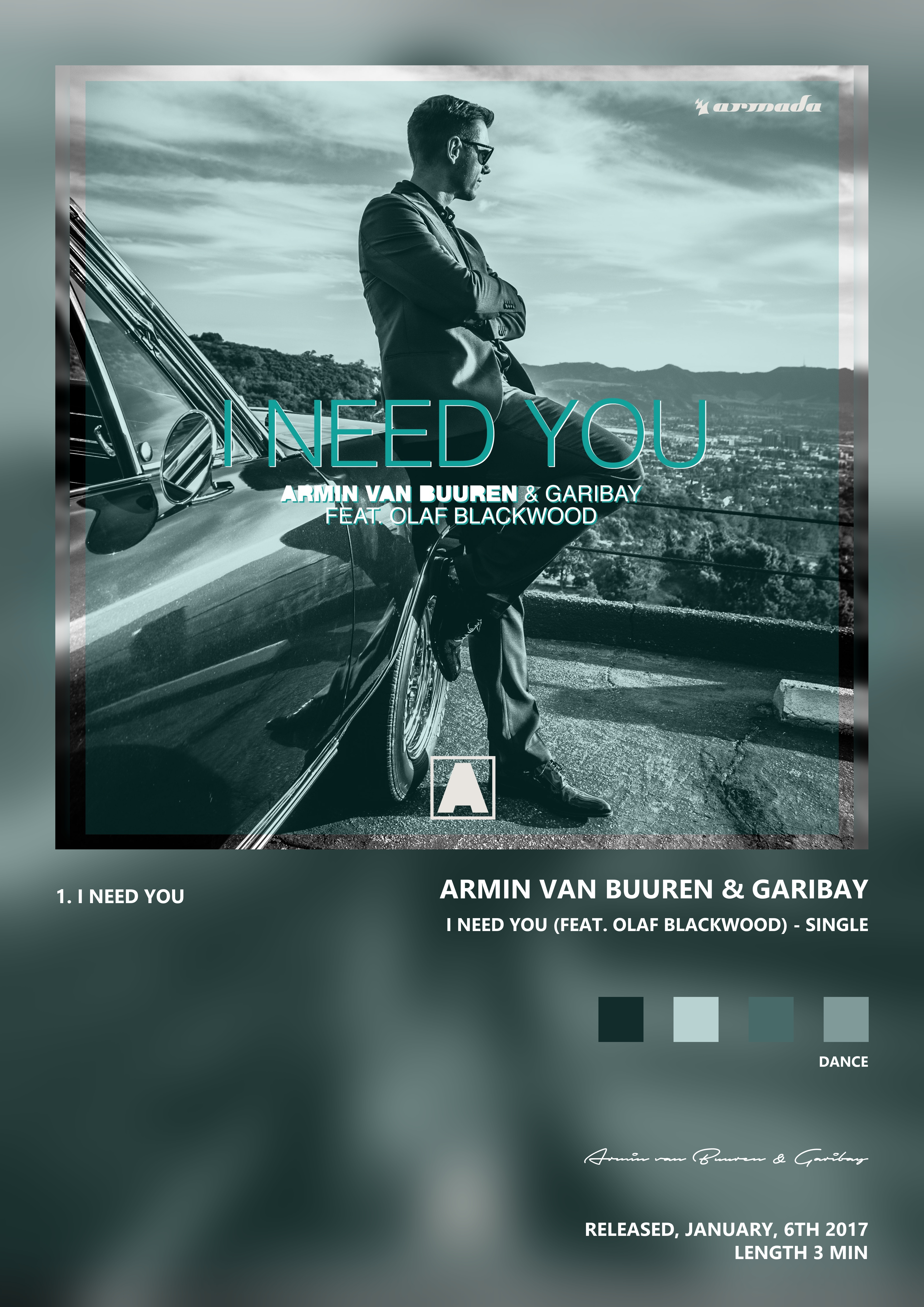 Music poster: Armin van Buuren Garibay - I Need You feat Olaf Blackwood - Single