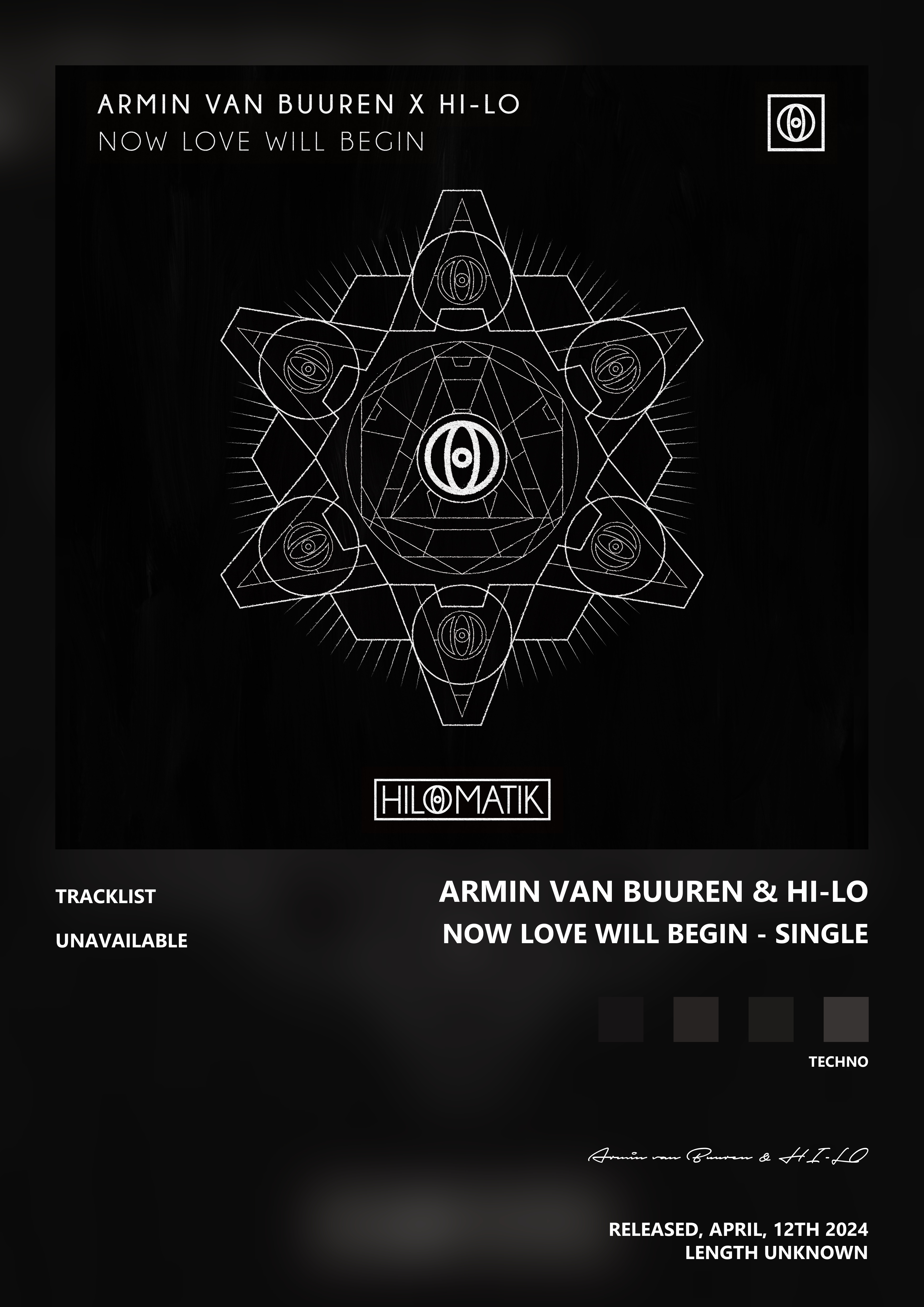 Music poster: Armin van Buuren HI-LO - Now Love Will Begin - Single
