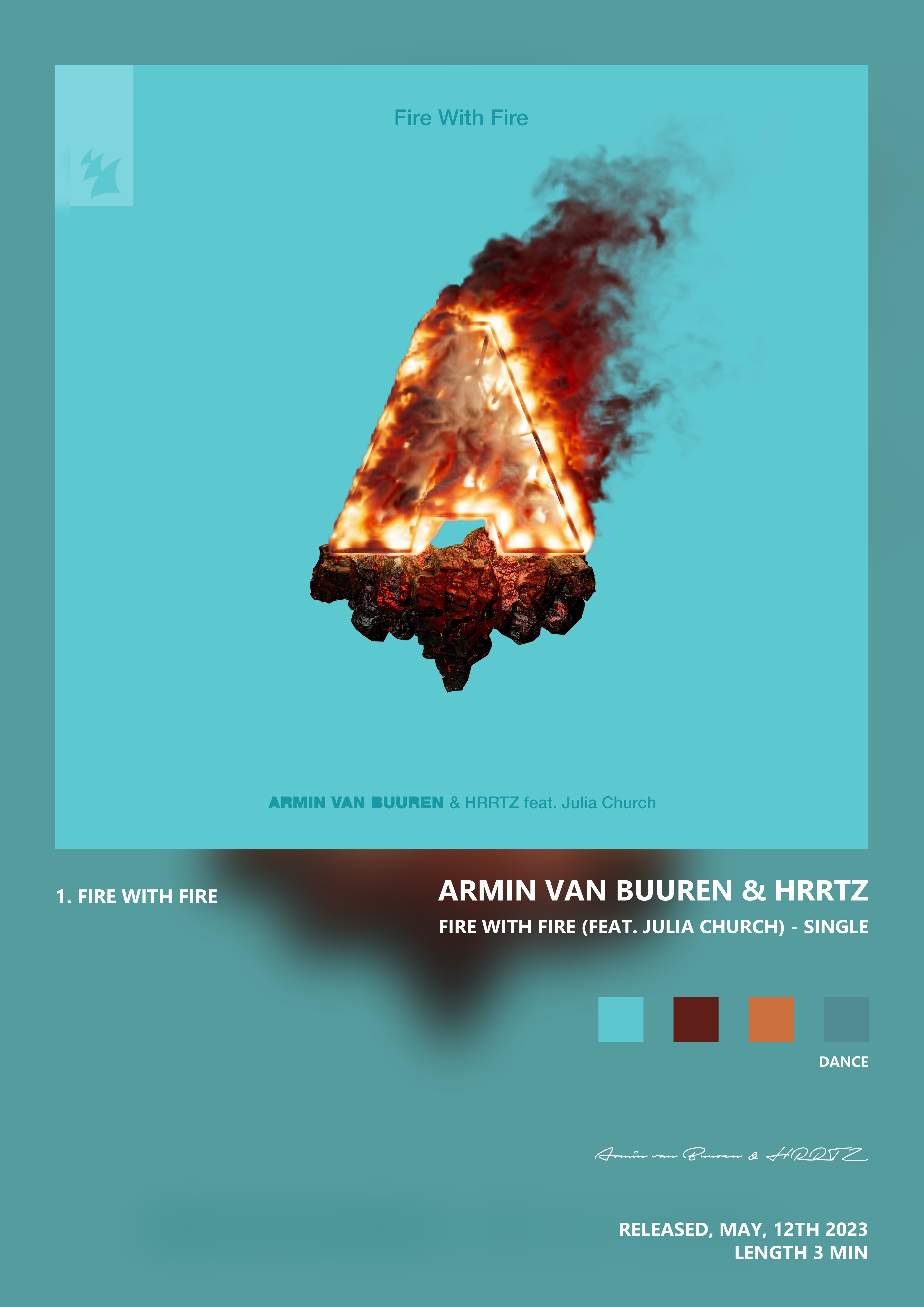 Music poster: Armin van Buuren HRRTZ - Fire with Fire feat Julia Church - Single