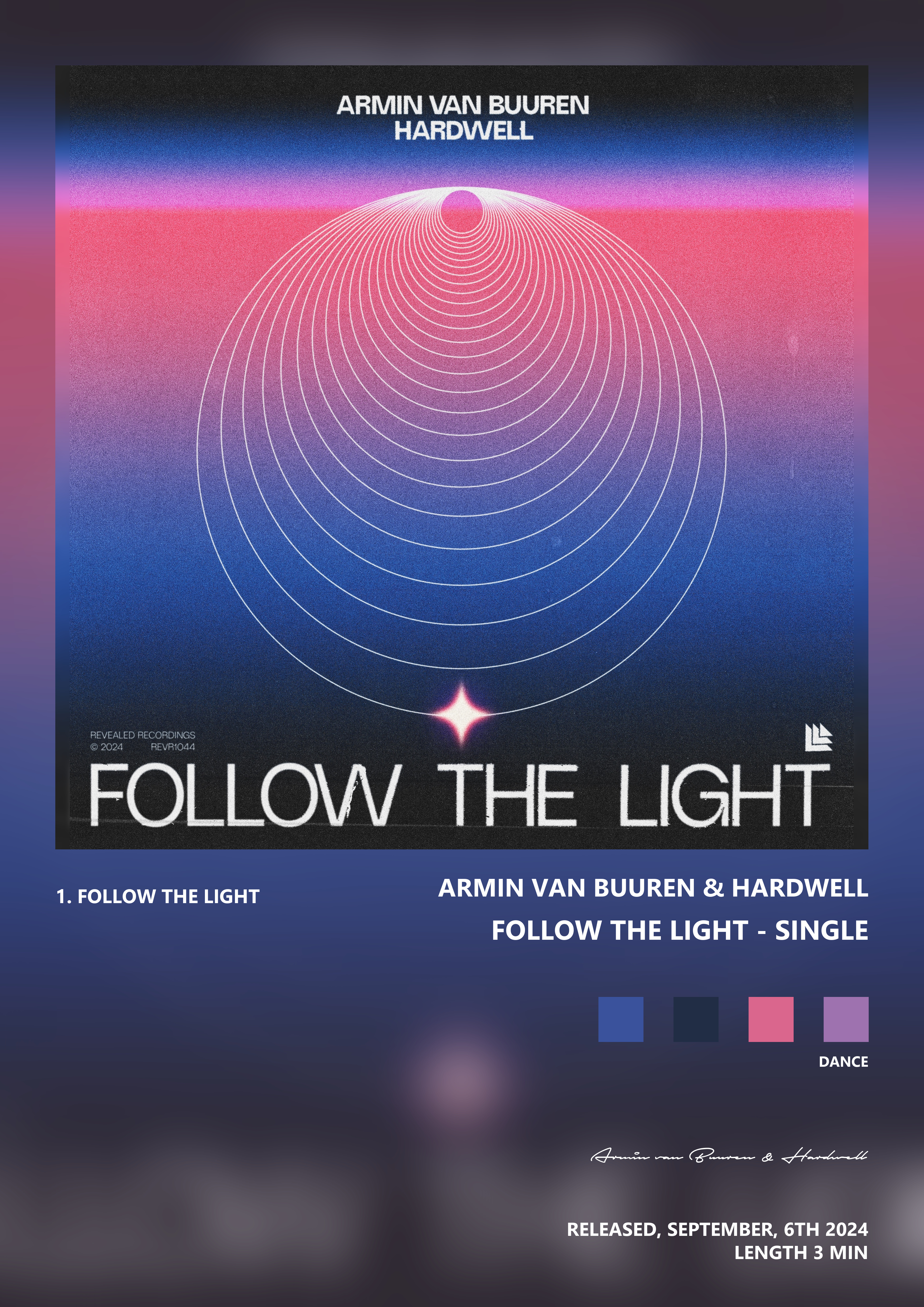 Music poster: Armin van Buuren Hardwell - Follow the Light - Single