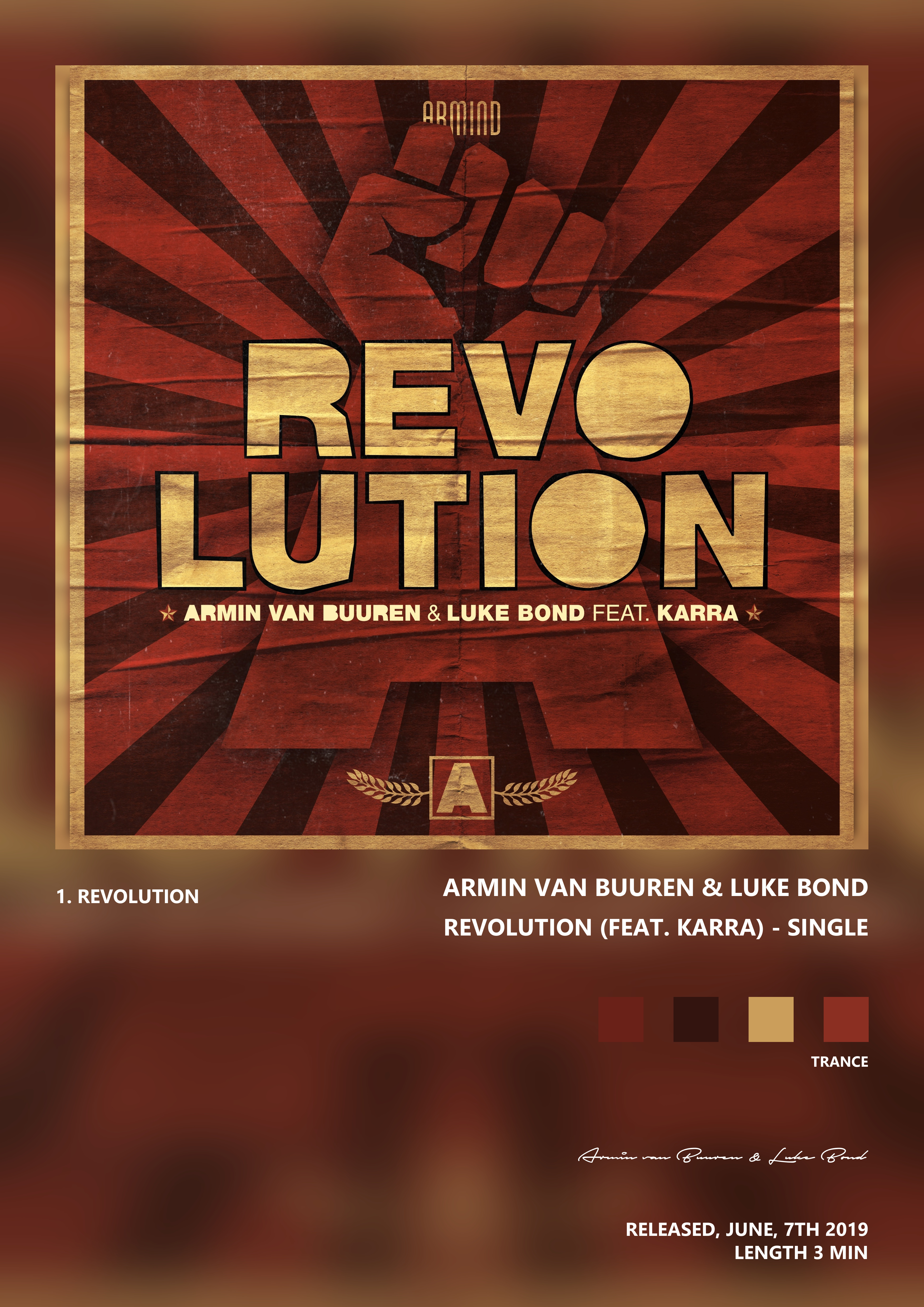 Music poster: Armin van Buuren Luke Bond - Revolution feat KARRA - Single