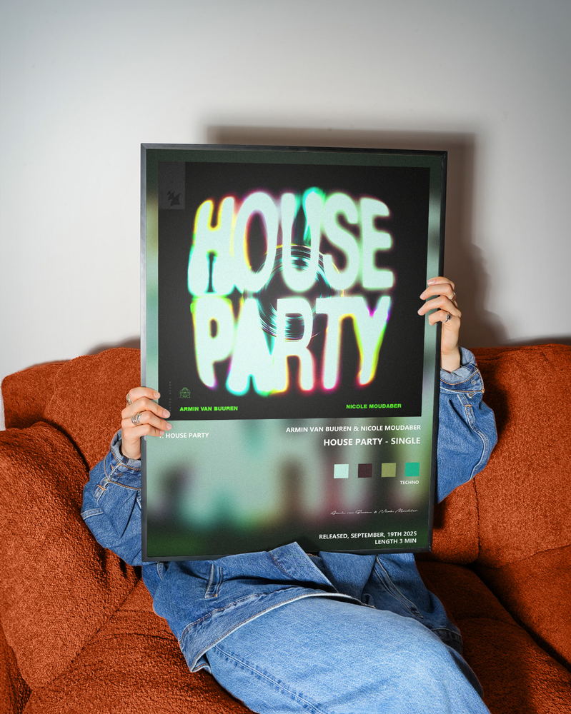 Music poster: Armin van Buuren Nicole Moudaber - House Party - Single