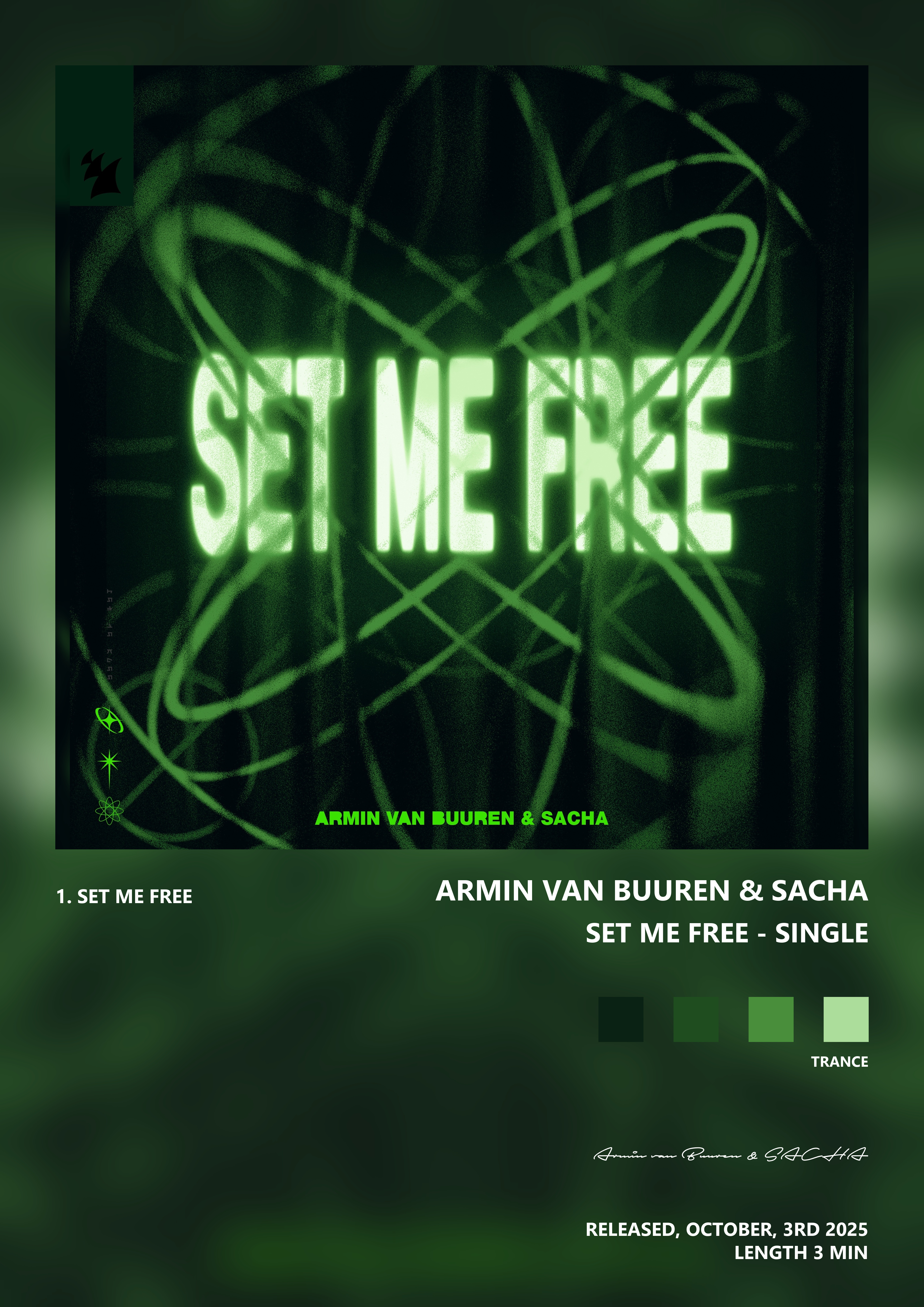 Music poster: Armin van Buuren SACHA - Set Me Free - Single