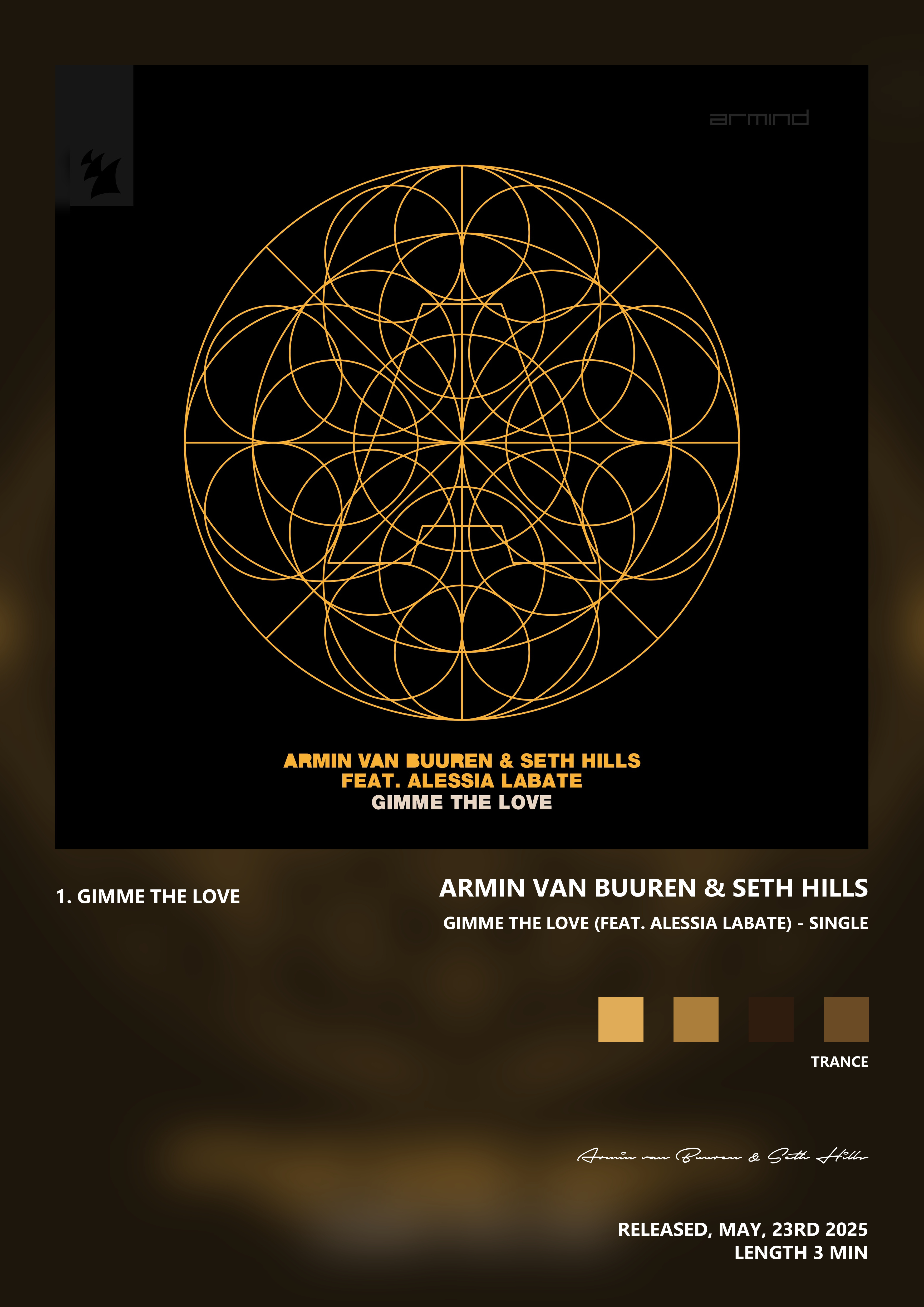 Music poster: Armin van Buuren Seth Hills - Gimme the Love feat Alessia Labate - Single