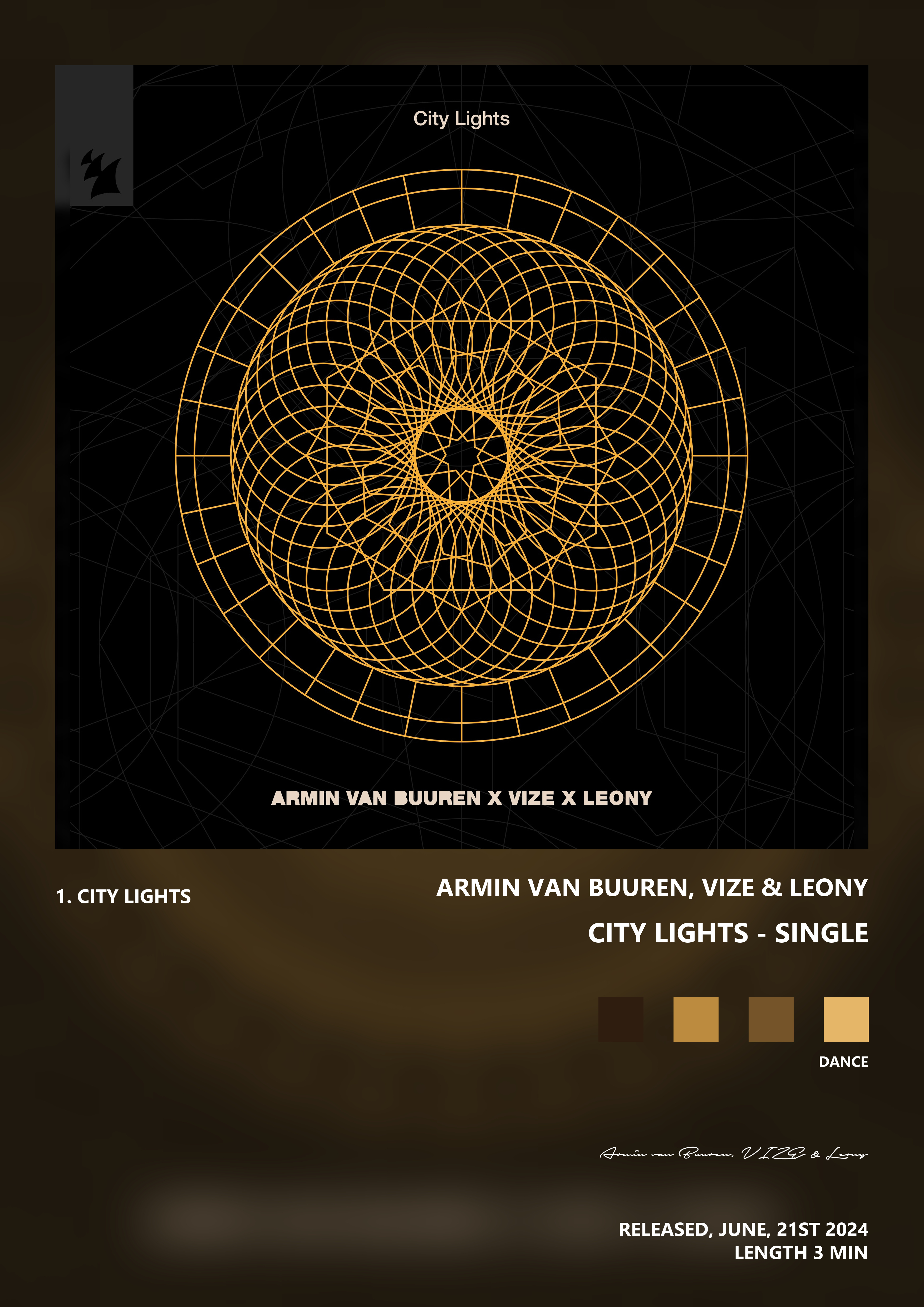 Music poster: Armin van Buuren VIZE Leony - City Lights - Single