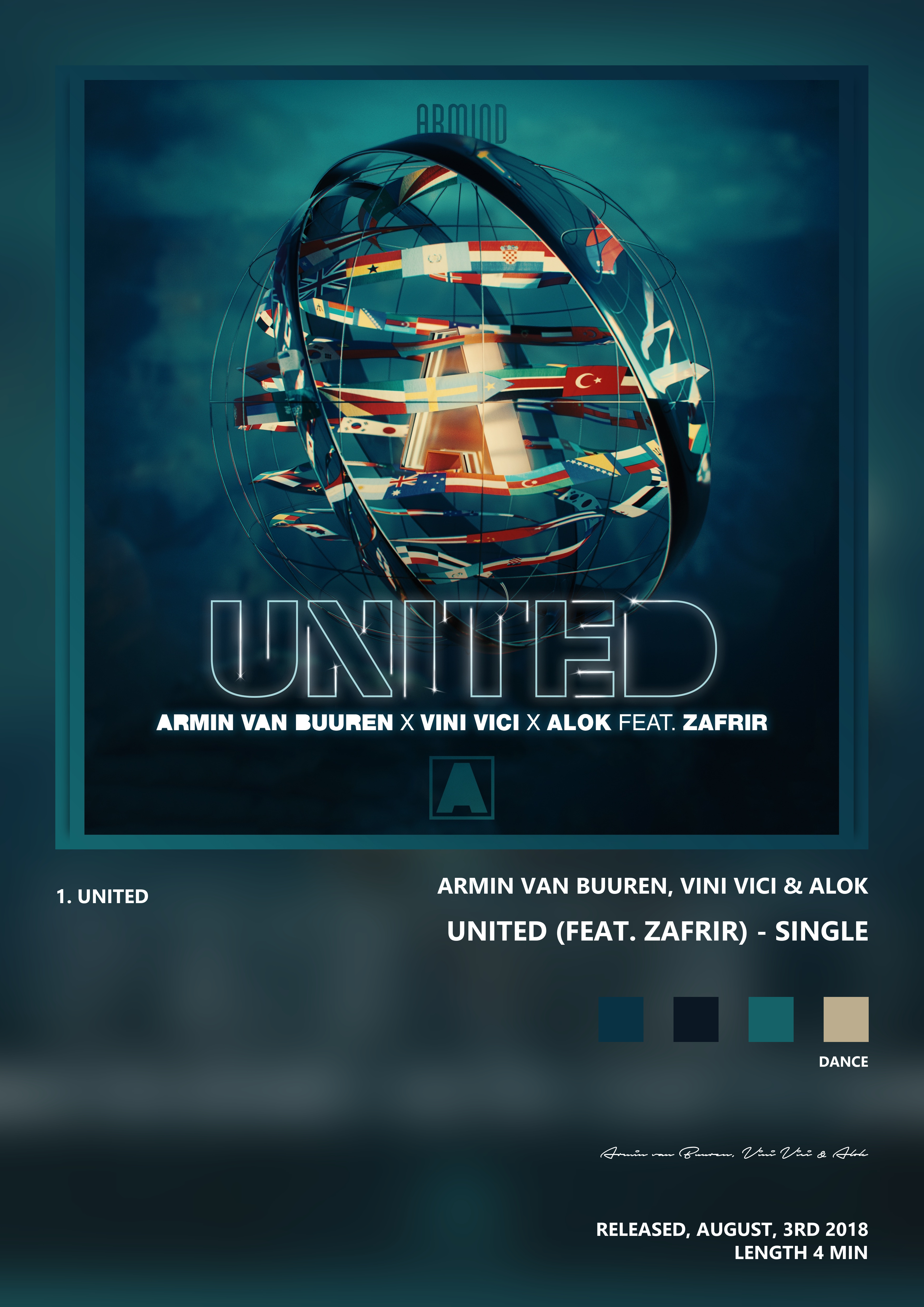 Music poster: Armin van Buuren Vini Vici Alok - United feat Zafrir - Single