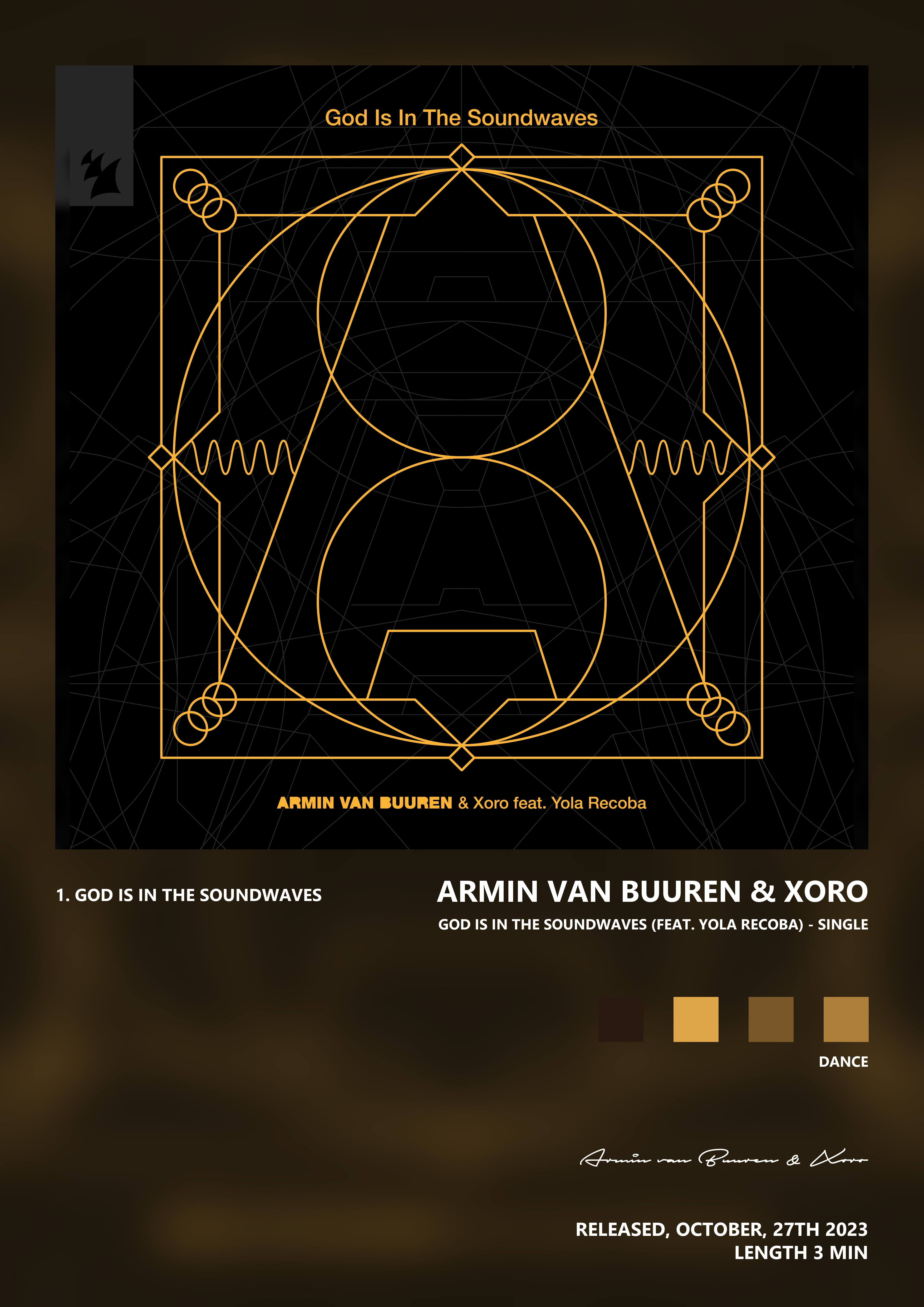 Music poster: Armin van Buuren Xoro - God Is in the Soundwaves feat Yola Recoba - Single