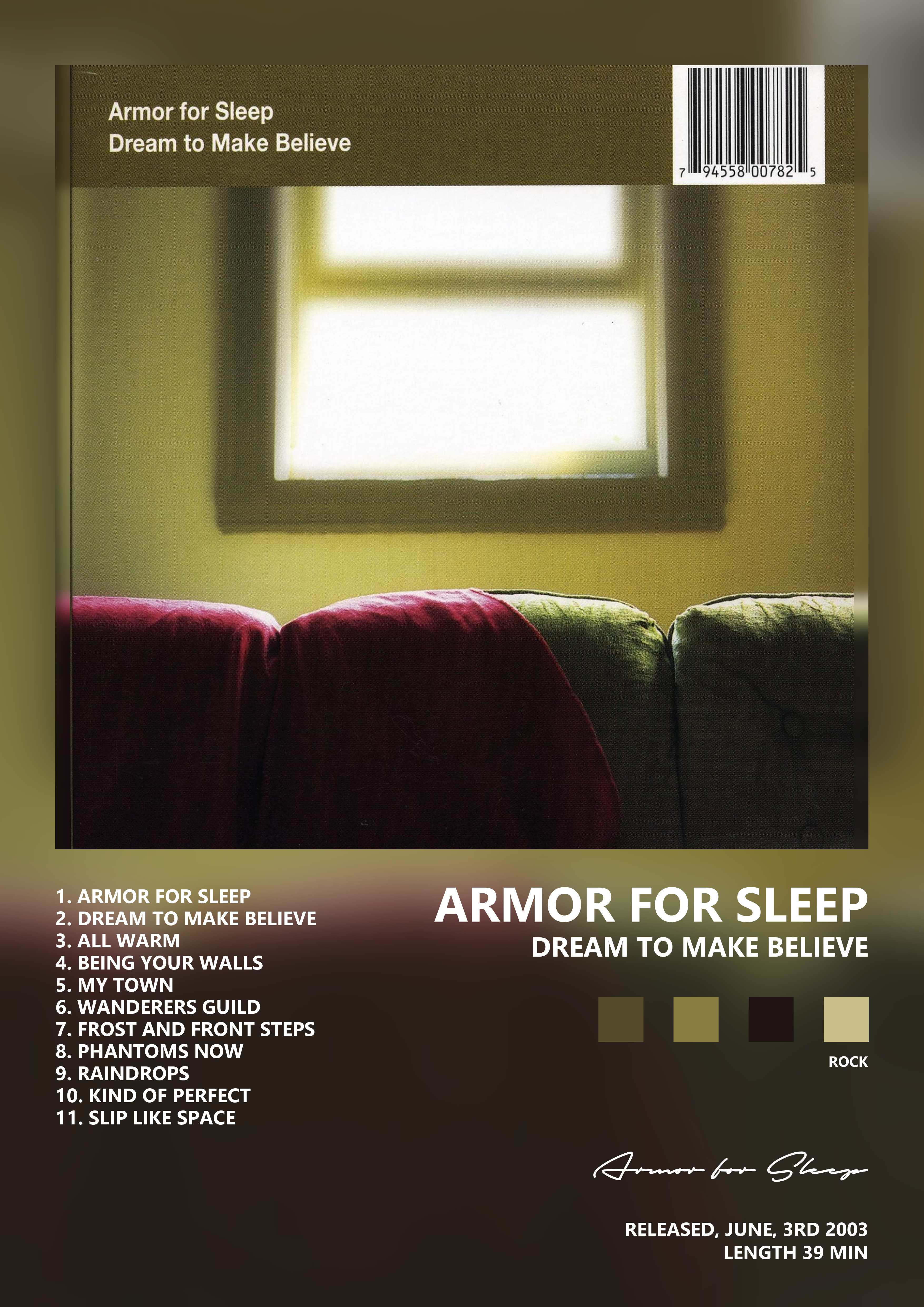 Music poster: Armor for Sleep - Dream to Make Believe