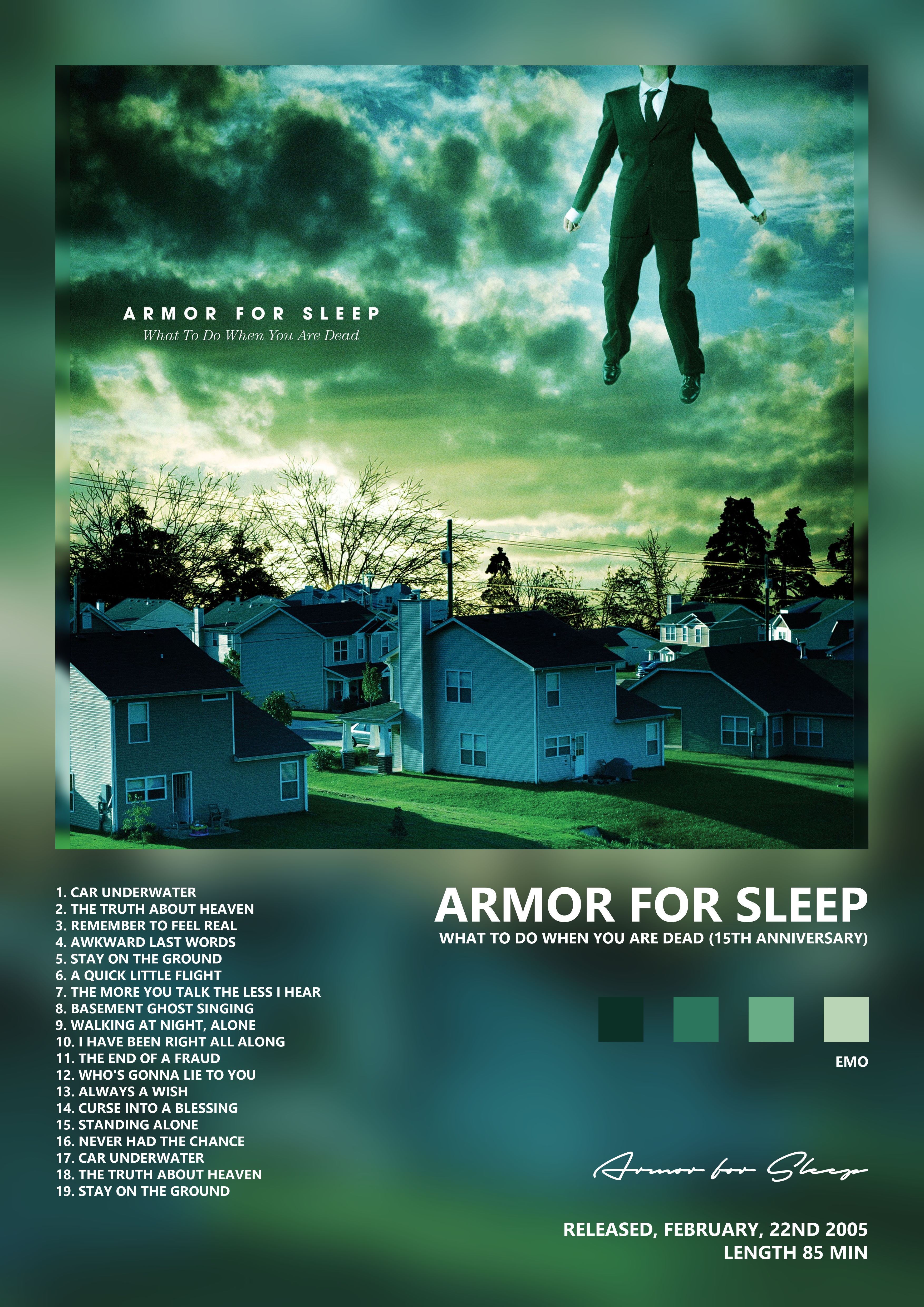Music poster: Armor for Sleep - What to Do When You Are Dead 15th Anniversary