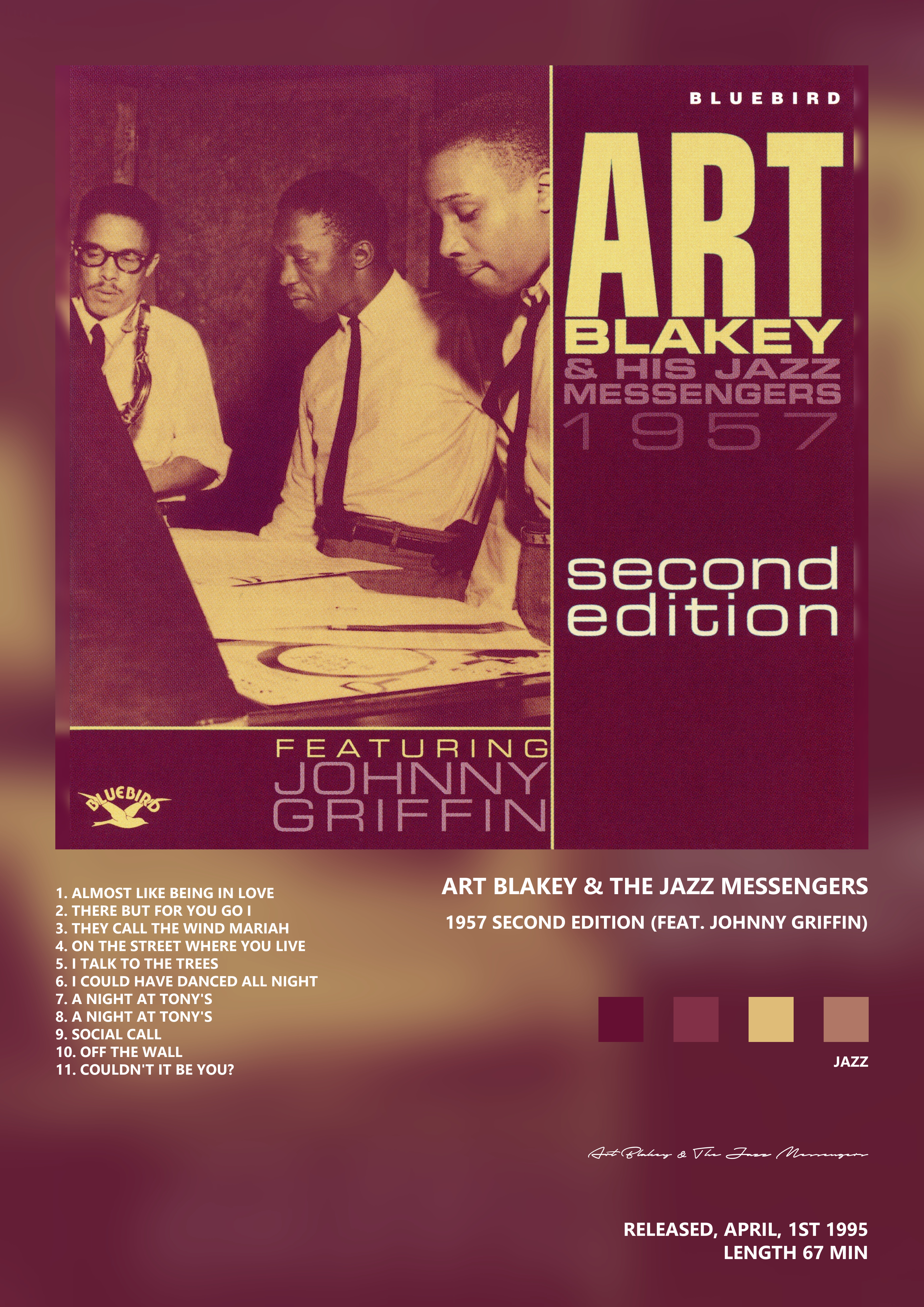 Music poster: Art Blakey The Jazz Messengers - 1957 Second Edition feat Johnny Griffin
