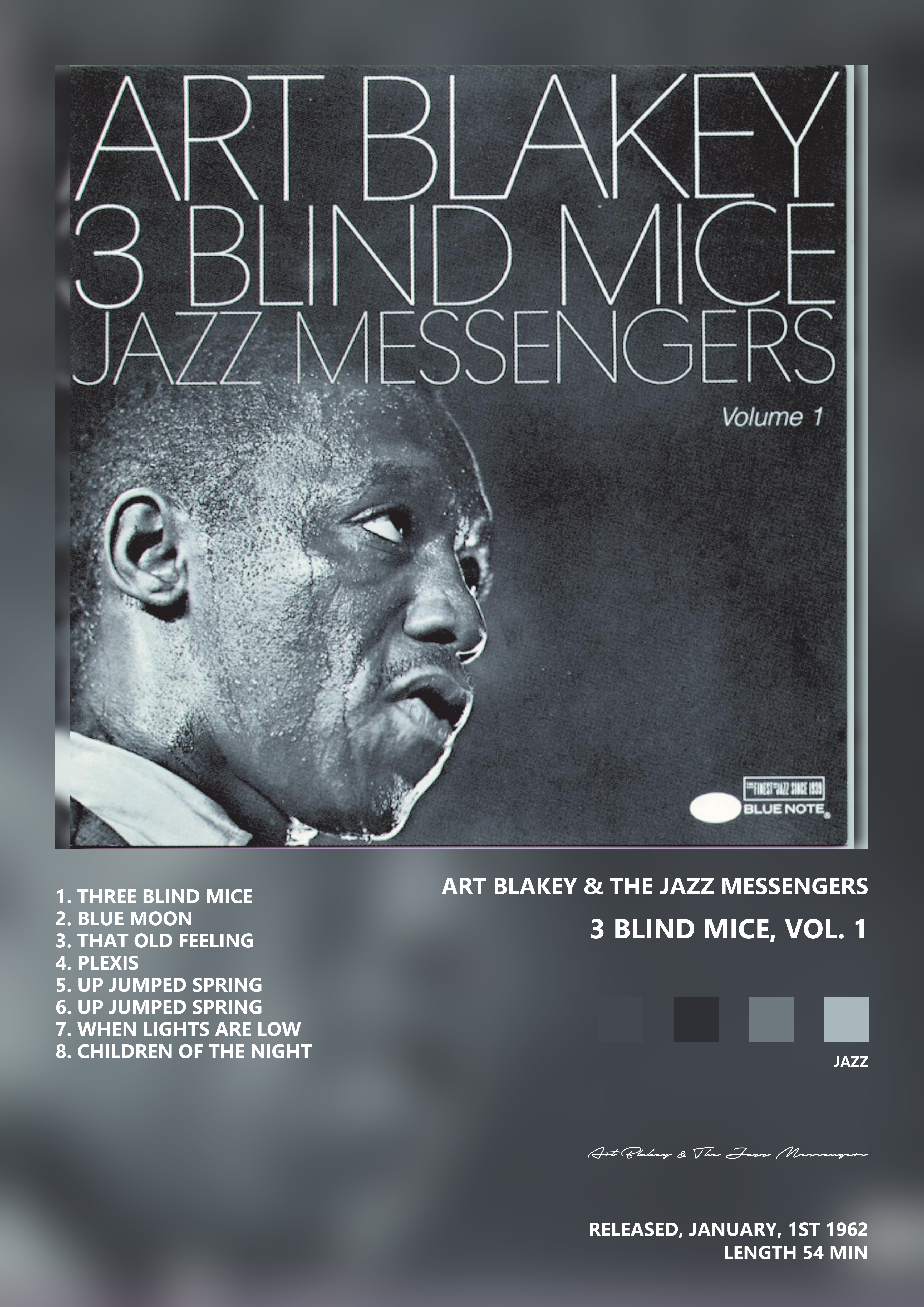 Music poster: Art Blakey The Jazz Messengers - 3 Blind Mice Vol 1