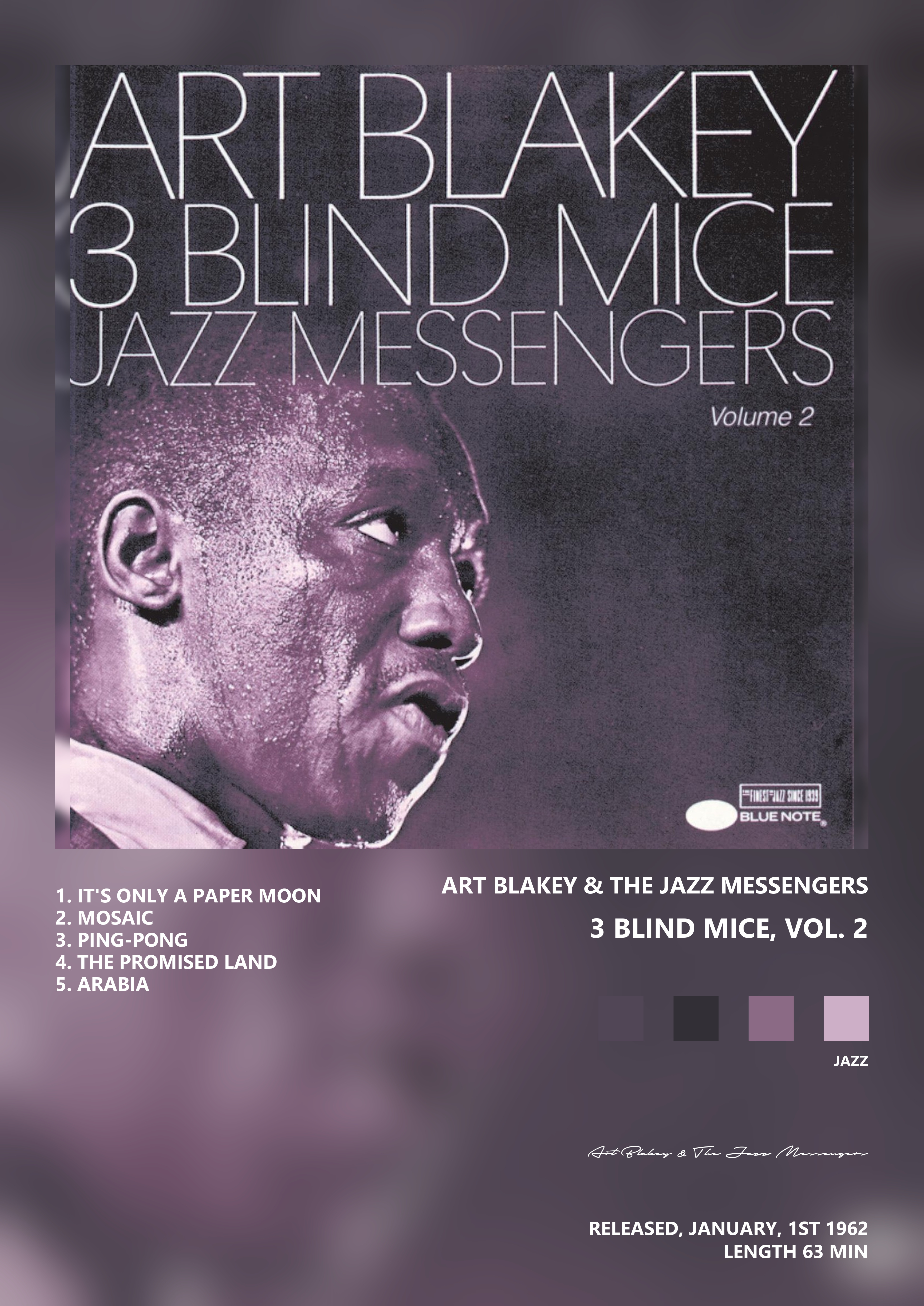 Music poster: Art Blakey The Jazz Messengers - 3 Blind Mice Vol 2