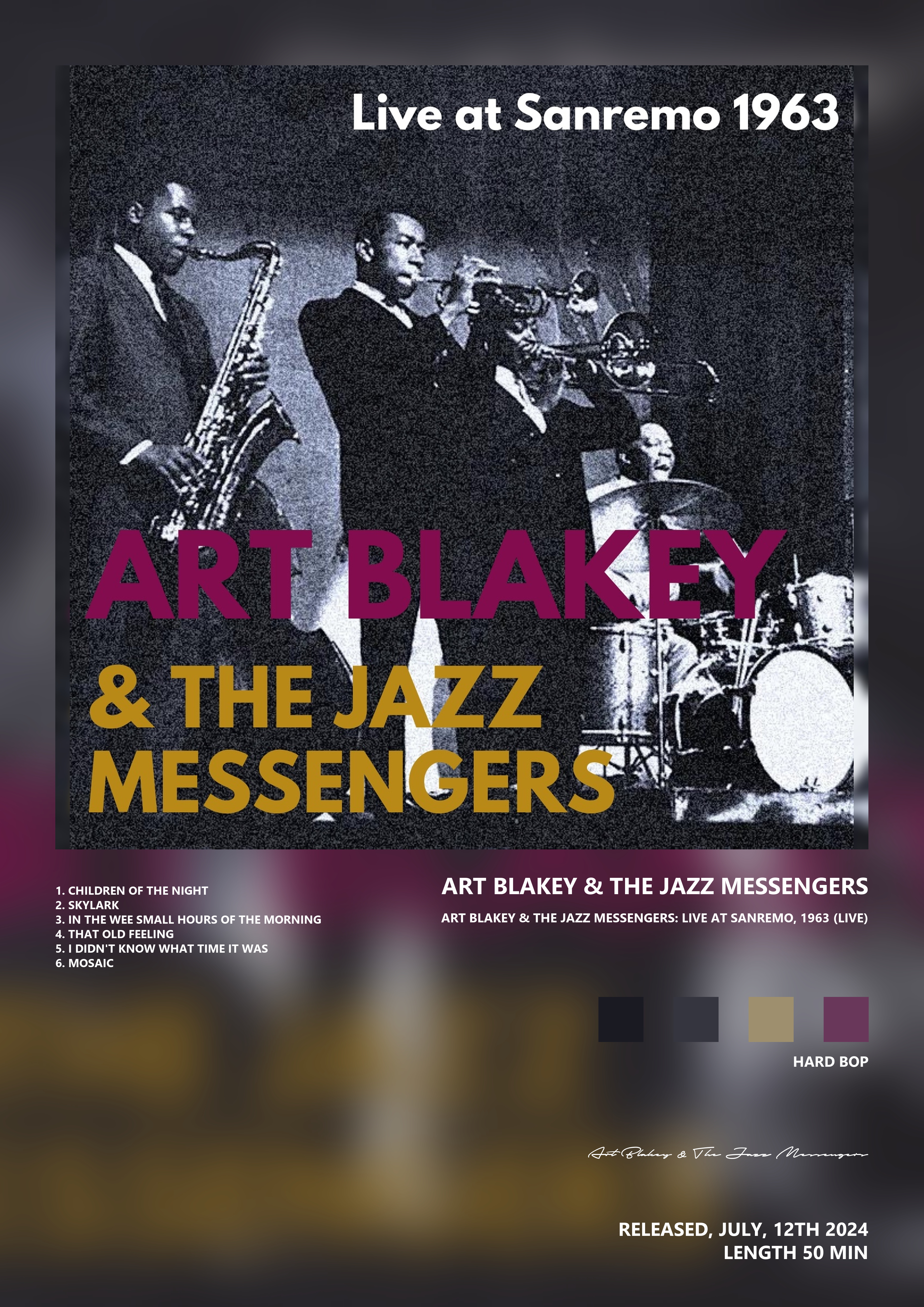 Music poster: Art Blakey The Jazz Messengers - Art Blakey the Jazz Messengers Live at Sanremo 1963 Live