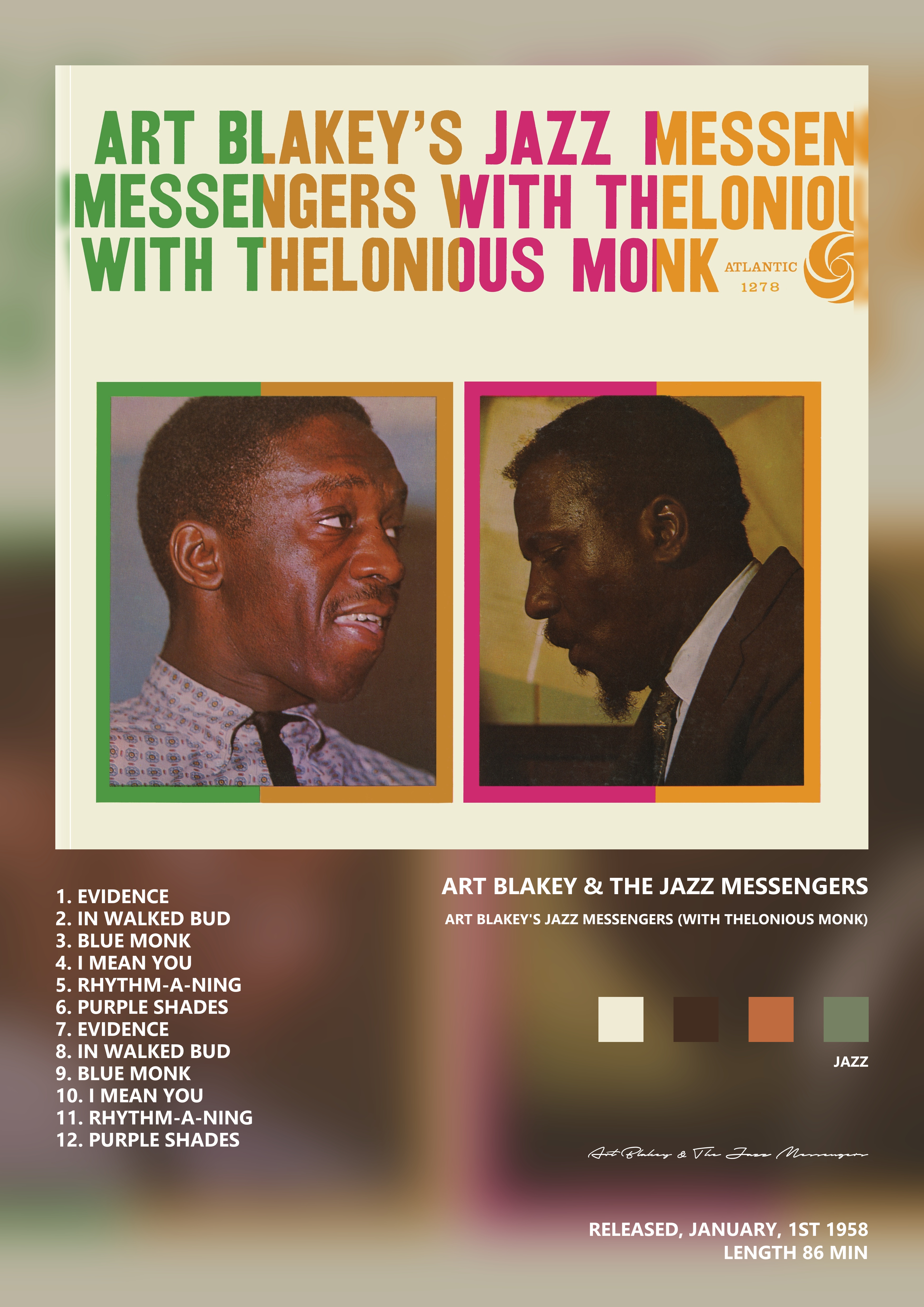 Music poster: Art Blakey The Jazz Messengers - Art Blakeys Jazz Messengers with Thelonious Monk