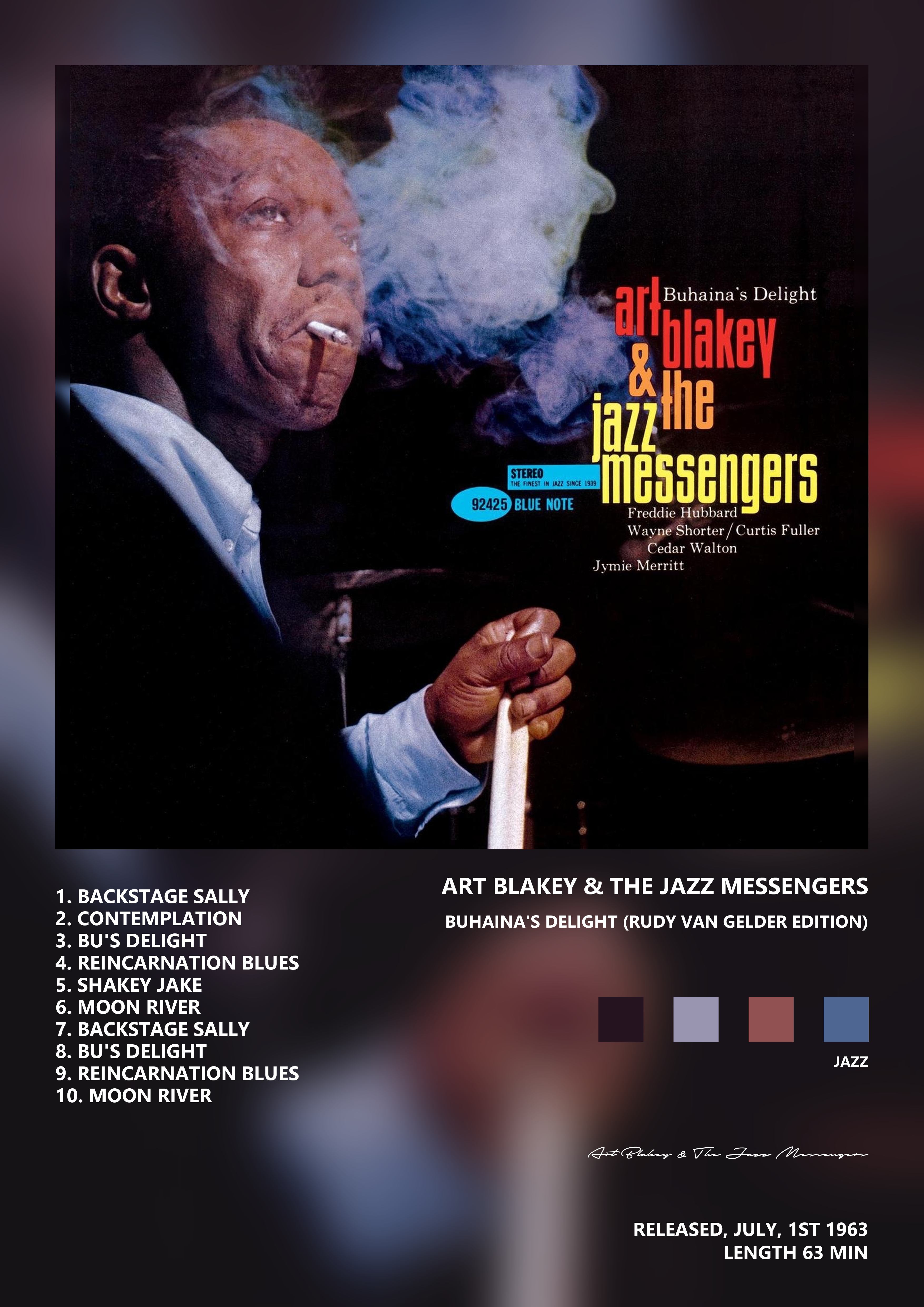 Music poster: Art Blakey The Jazz Messengers - Buhainas Delight Rudy Van Gelder Edition