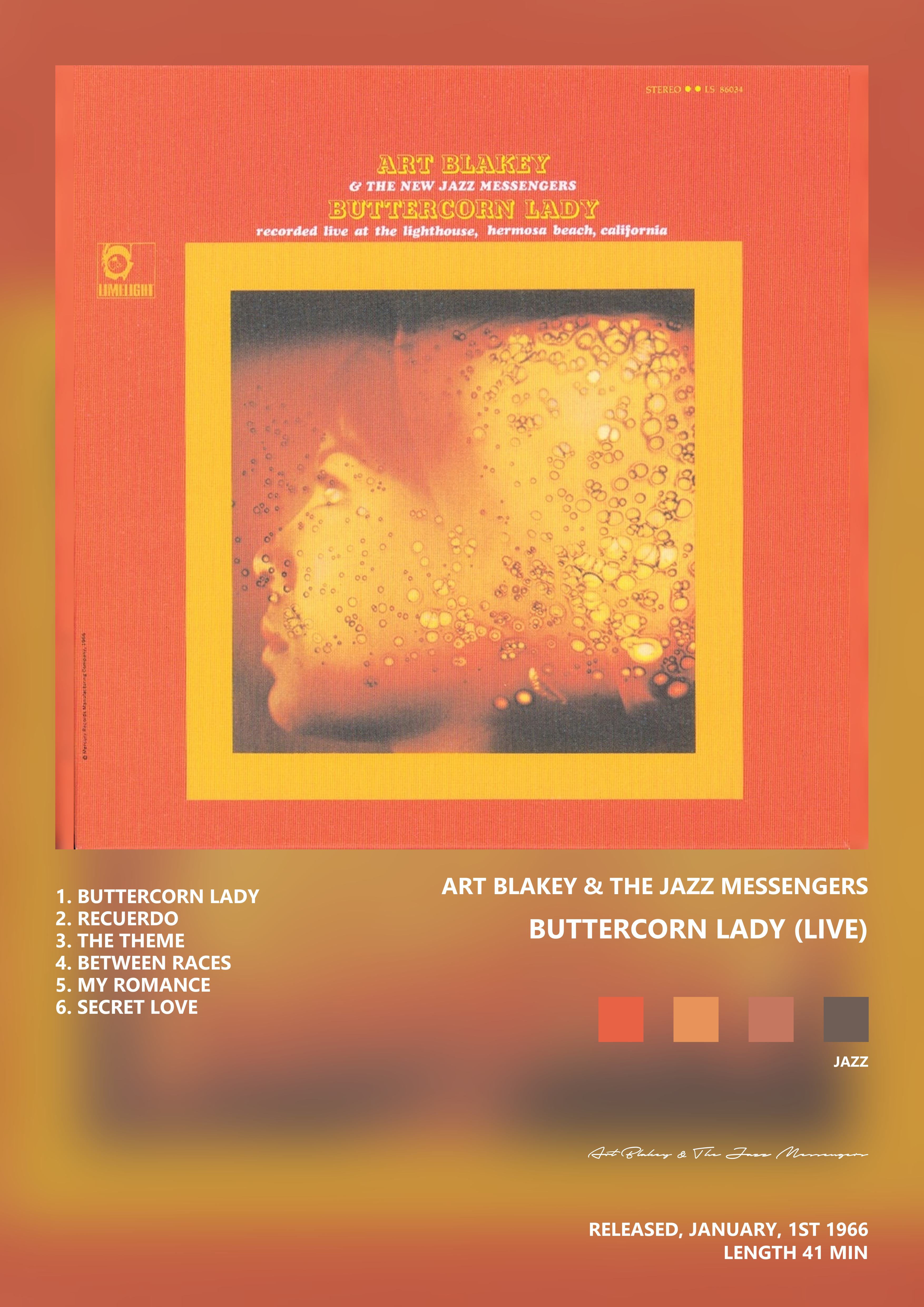 Music poster: Art Blakey The Jazz Messengers - Buttercorn Lady Live