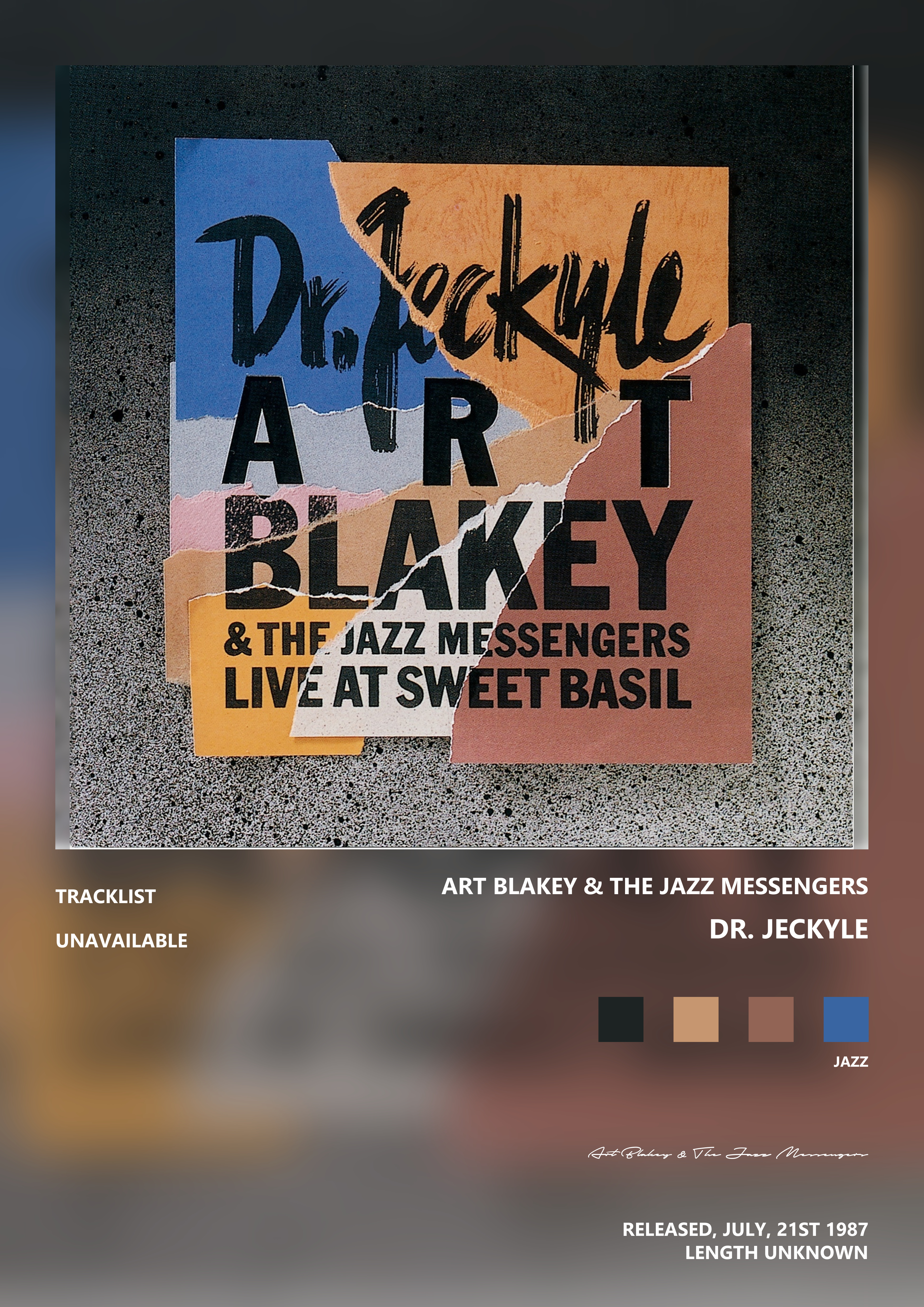 Music poster: Art Blakey The Jazz Messengers - Dr Jeckyle
