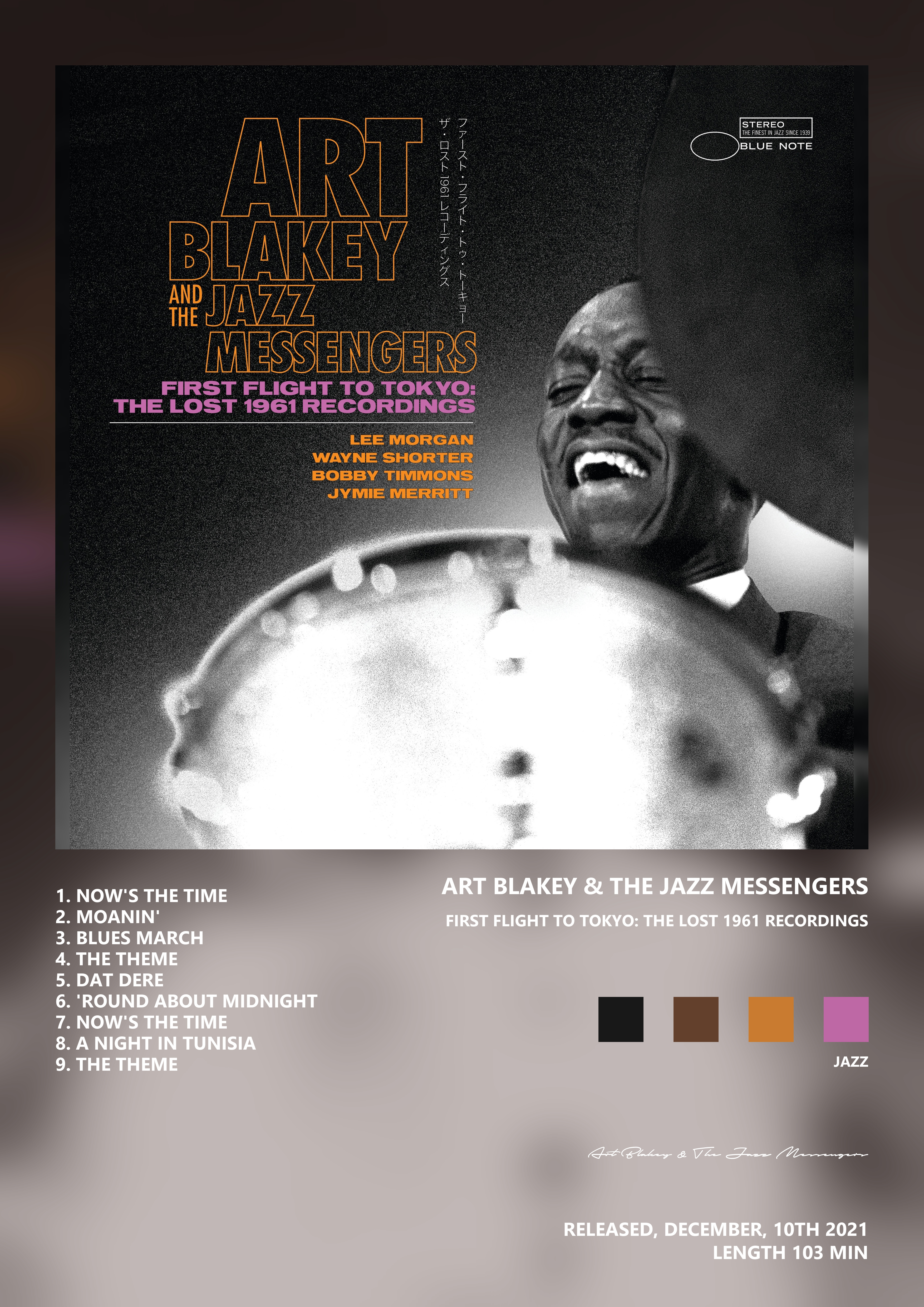 Music poster: Art Blakey The Jazz Messengers - First Flight To Tokyo The Lost 1961 Recordings