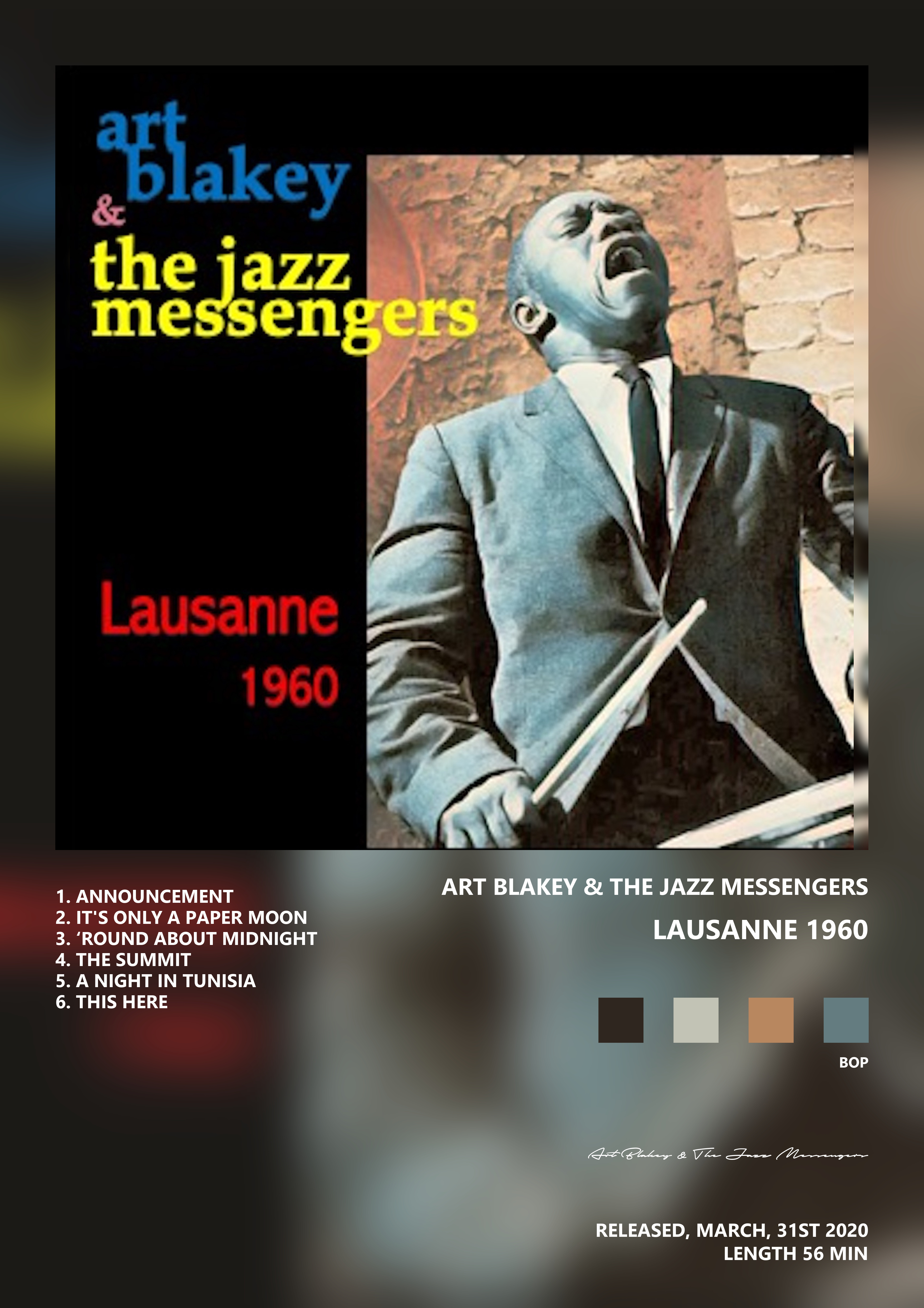 Music poster: Art Blakey The Jazz Messengers - Lausanne 1960