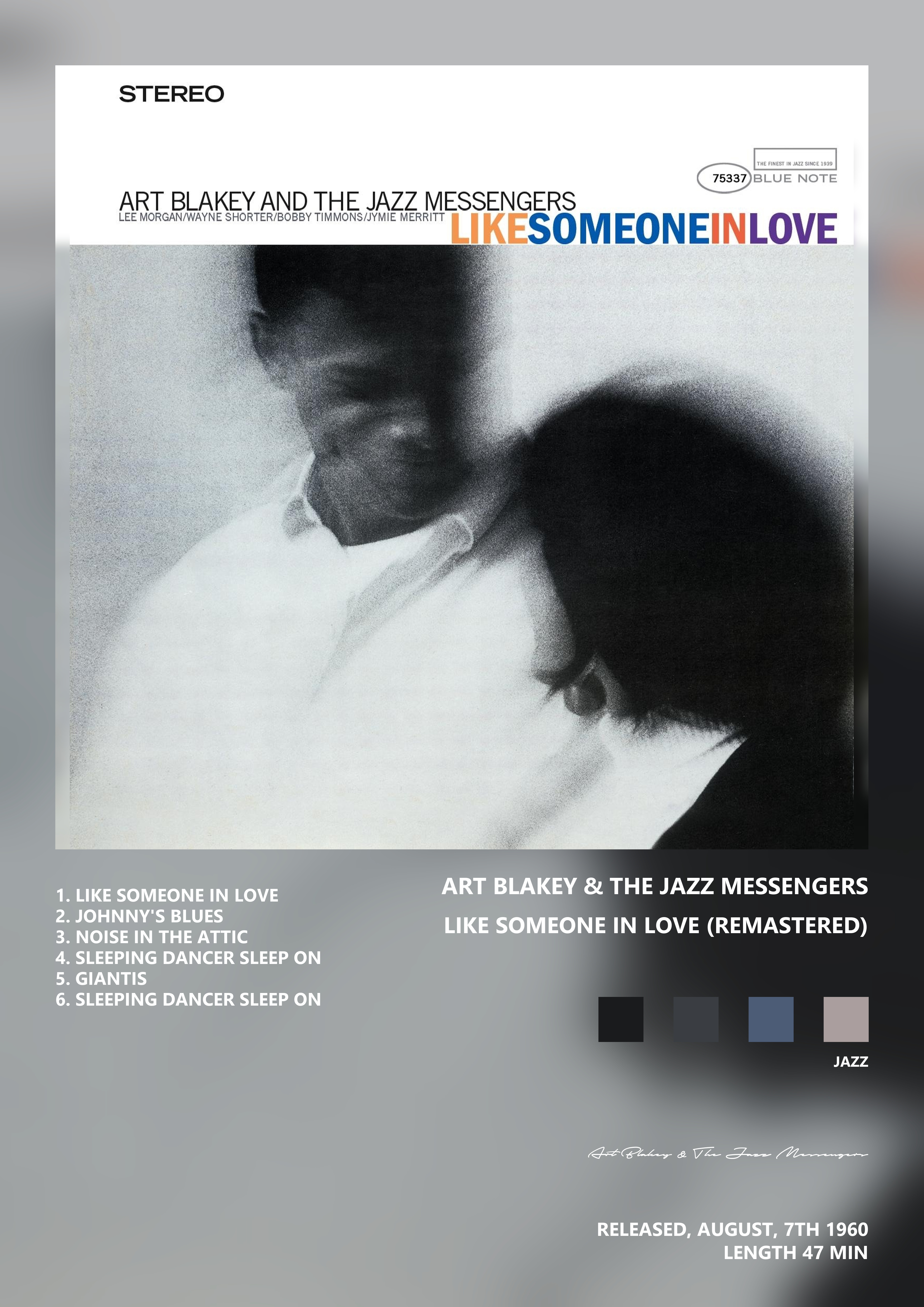 Music poster: Art Blakey The Jazz Messengers - Like Someone In Love Remastered