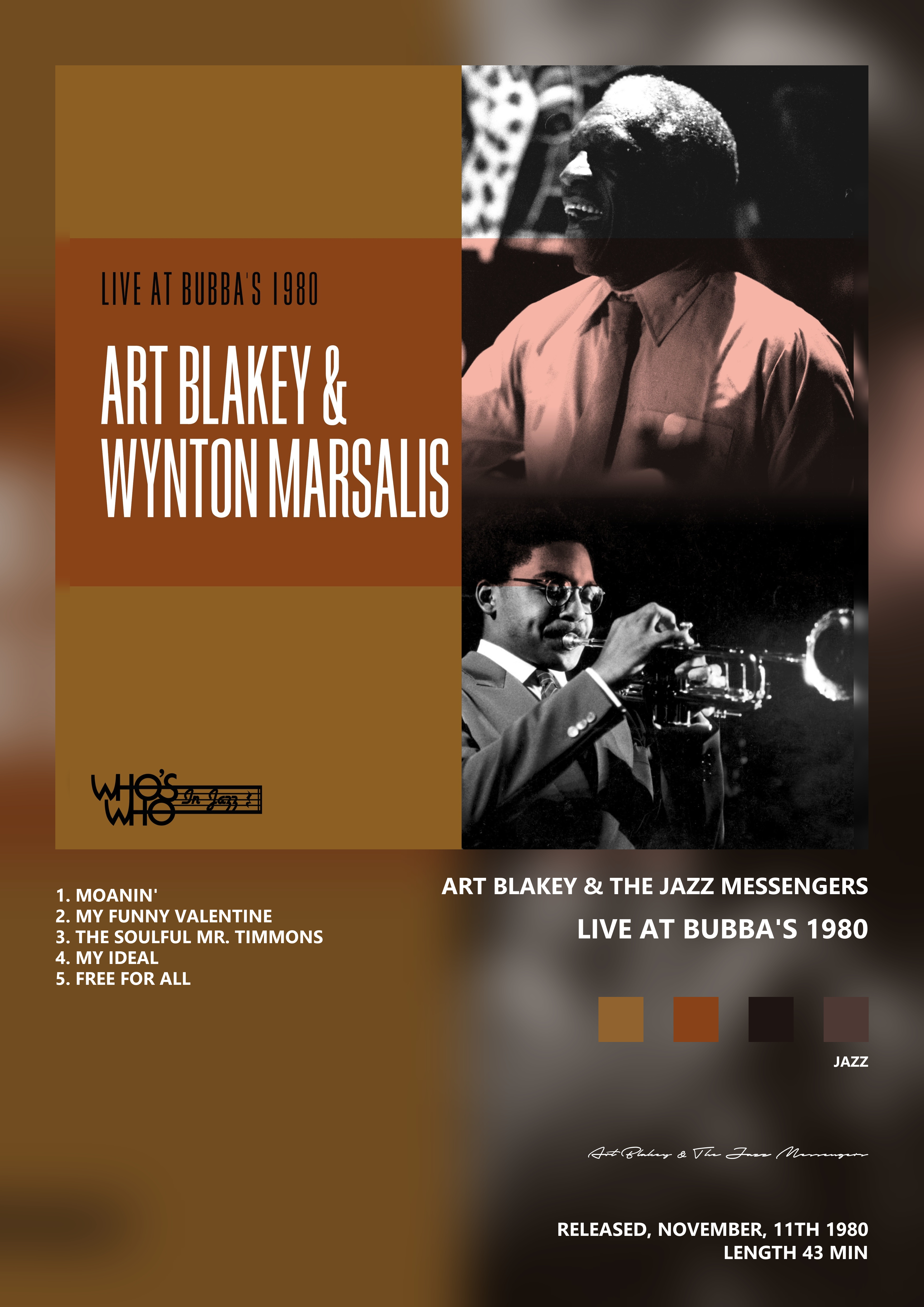 Music poster: Art Blakey The Jazz Messengers - Live at Bubbas 1980
