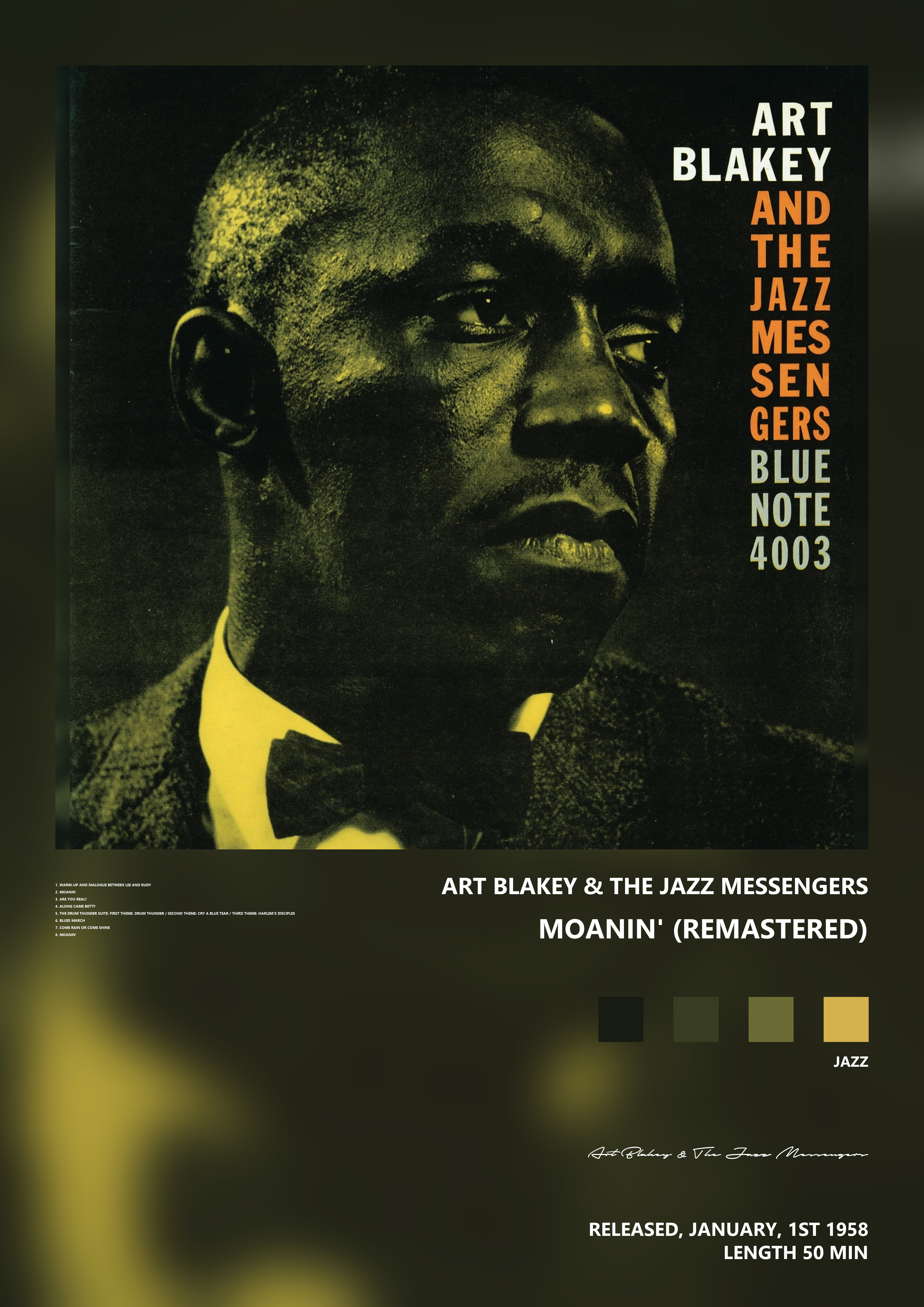 Music poster: Art Blakey The Jazz Messengers - Moanin Remastered