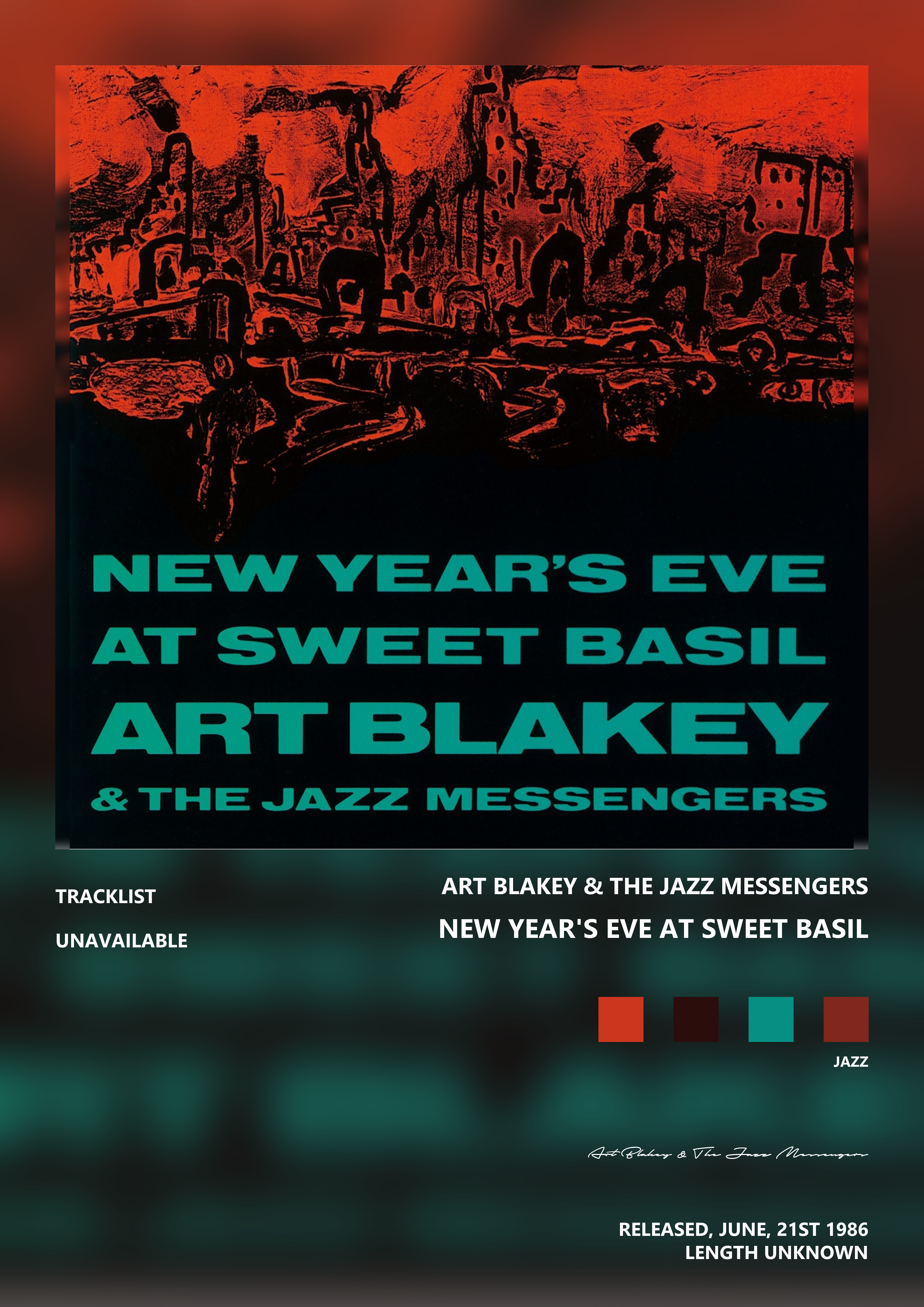 Music poster: Art Blakey The Jazz Messengers - NEW YEARS EVE AT SWEET BASIL