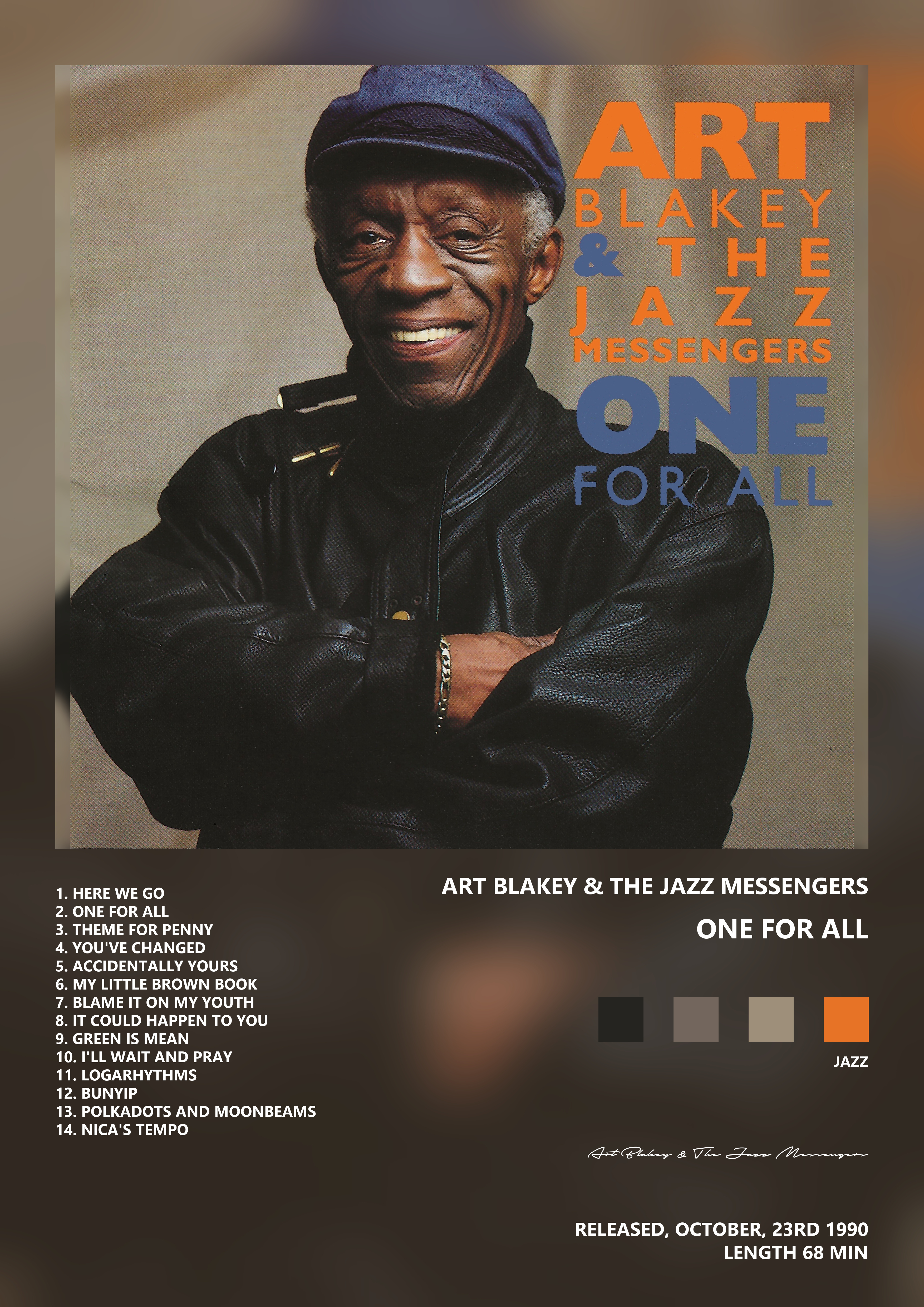 Music poster: Art Blakey The Jazz Messengers - One For All