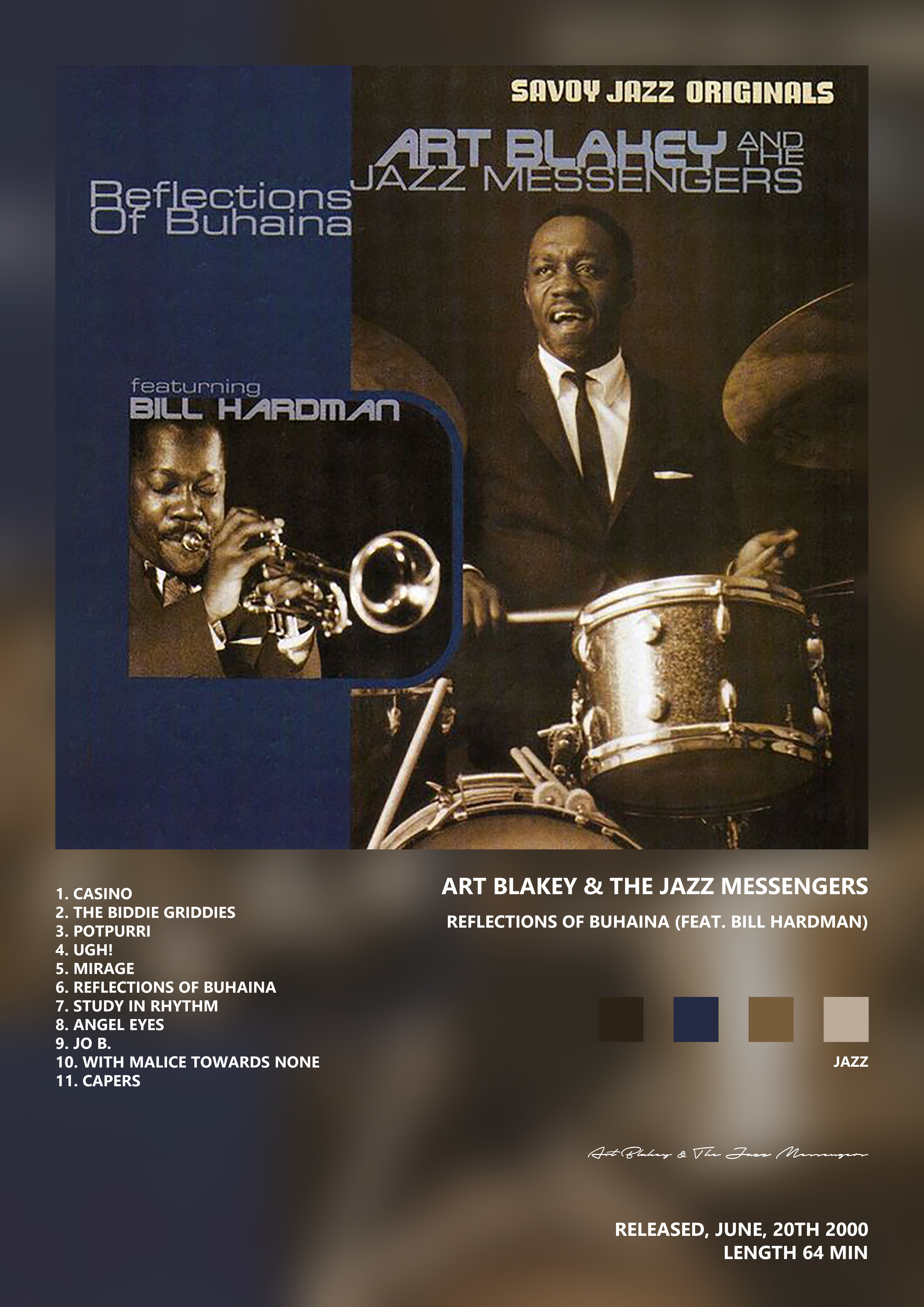 Music poster: Art Blakey The Jazz Messengers - Reflections Of Buhaina feat Bill Hardman