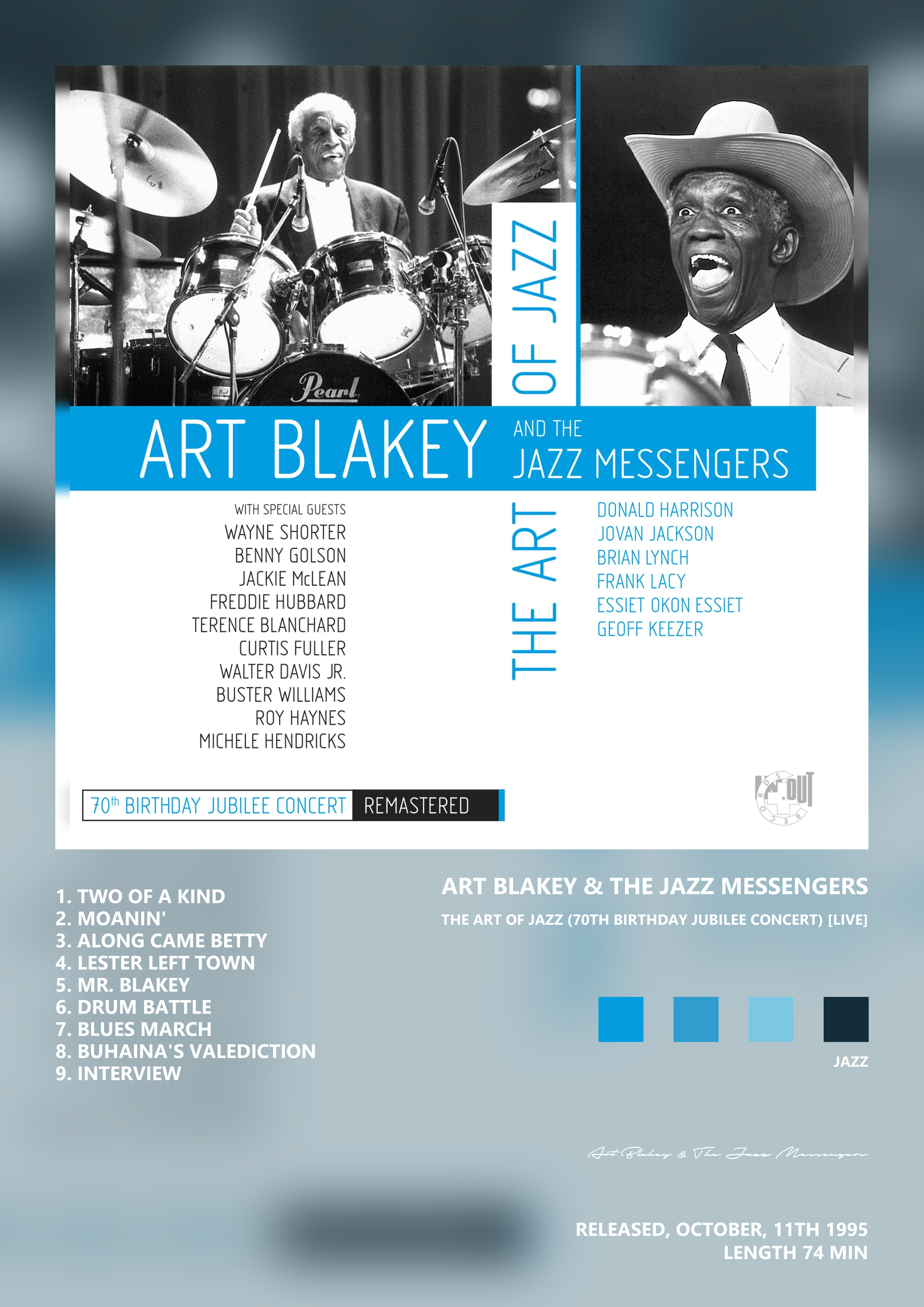 Music poster: Art Blakey The Jazz Messengers - The Art of Jazz 70th Birthday Jubilee Concert Live