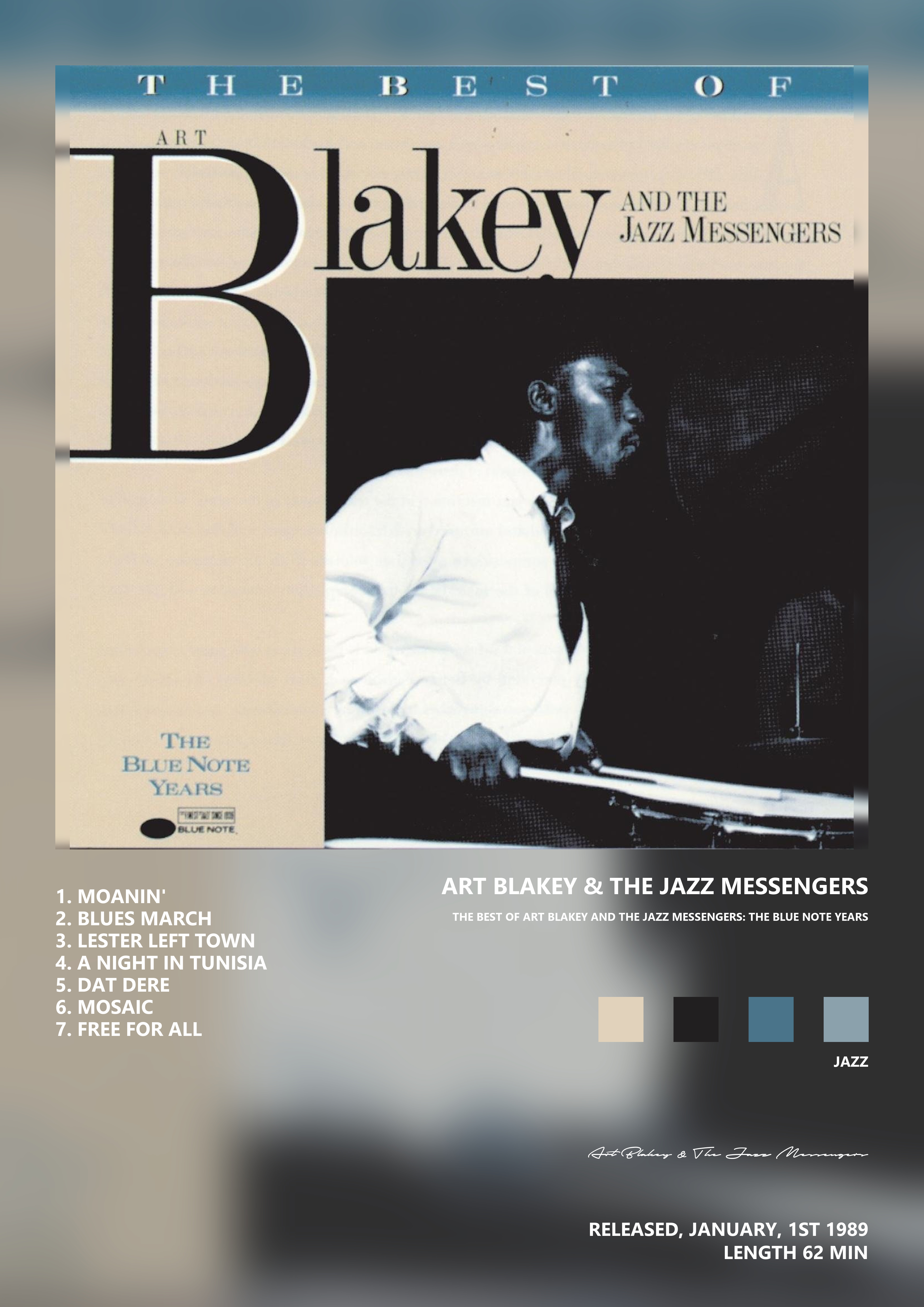 Music poster: Art Blakey The Jazz Messengers - The Best of Art Blakey and the Jazz Messengers The Blue Note Years
