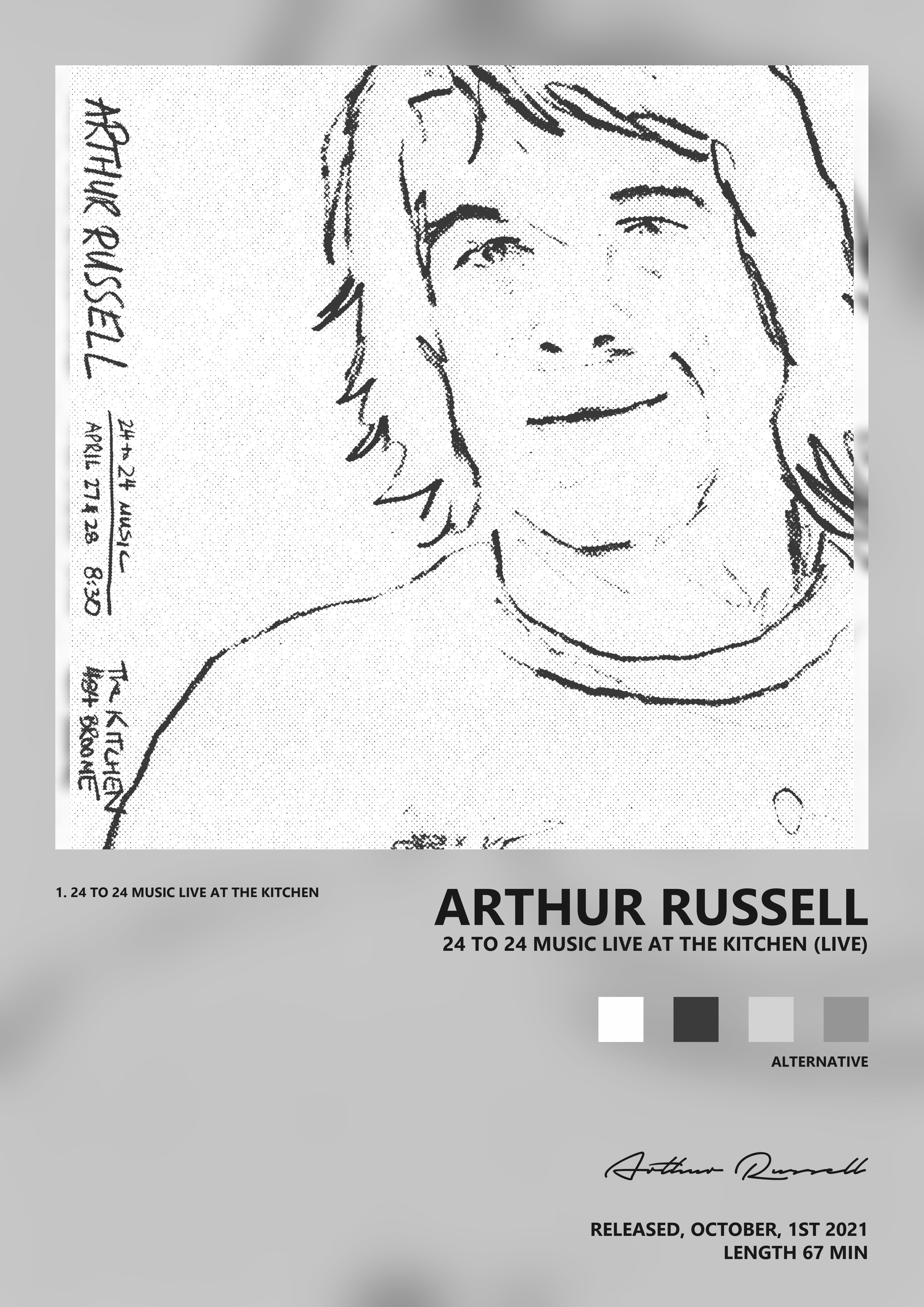 Music poster: Arthur Russell - 24 to 24 Music Live at the Kitchen Live
