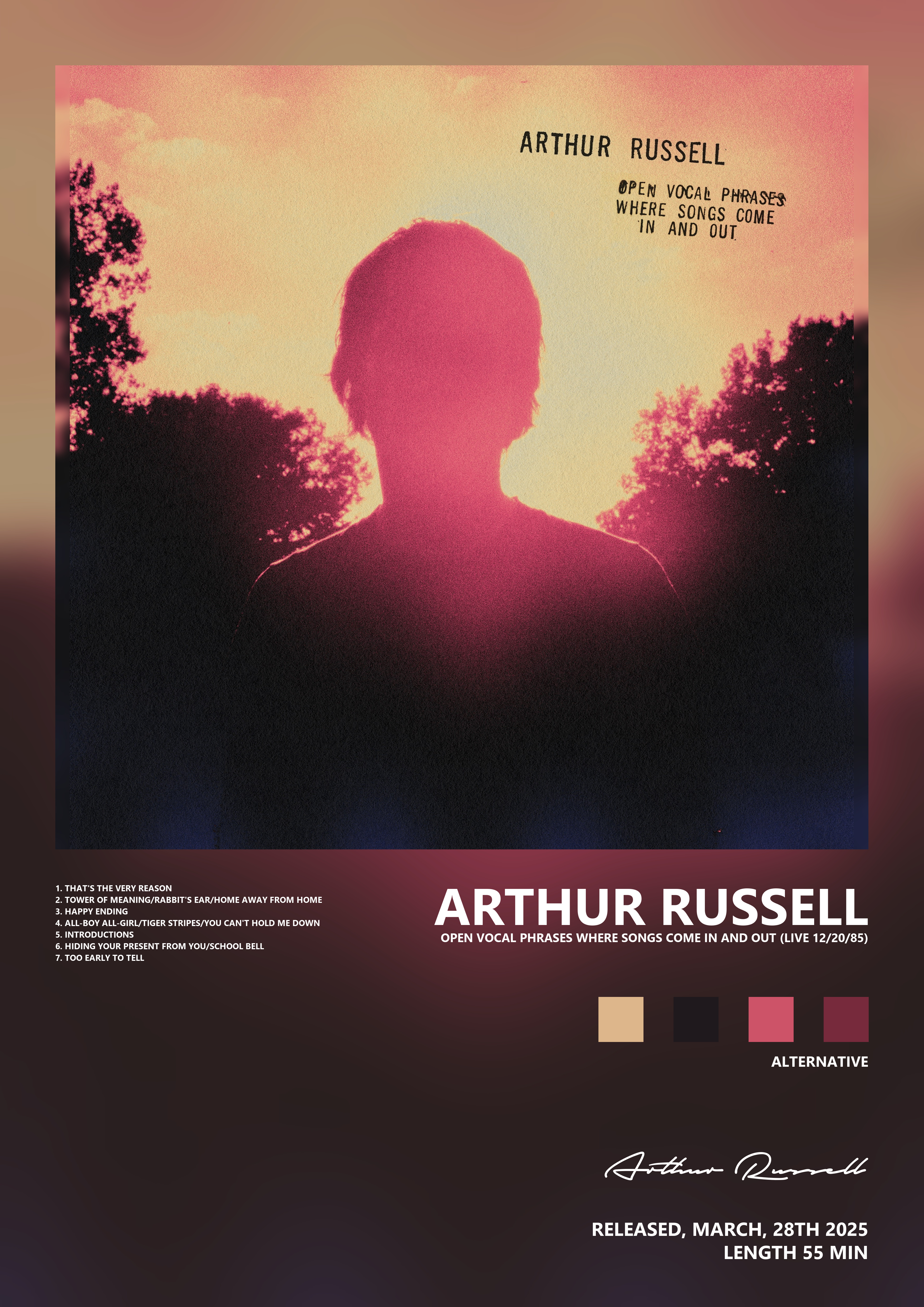 Music poster: Arthur Russell - Open Vocal Phrases Where Songs Come In and Out Live 122085