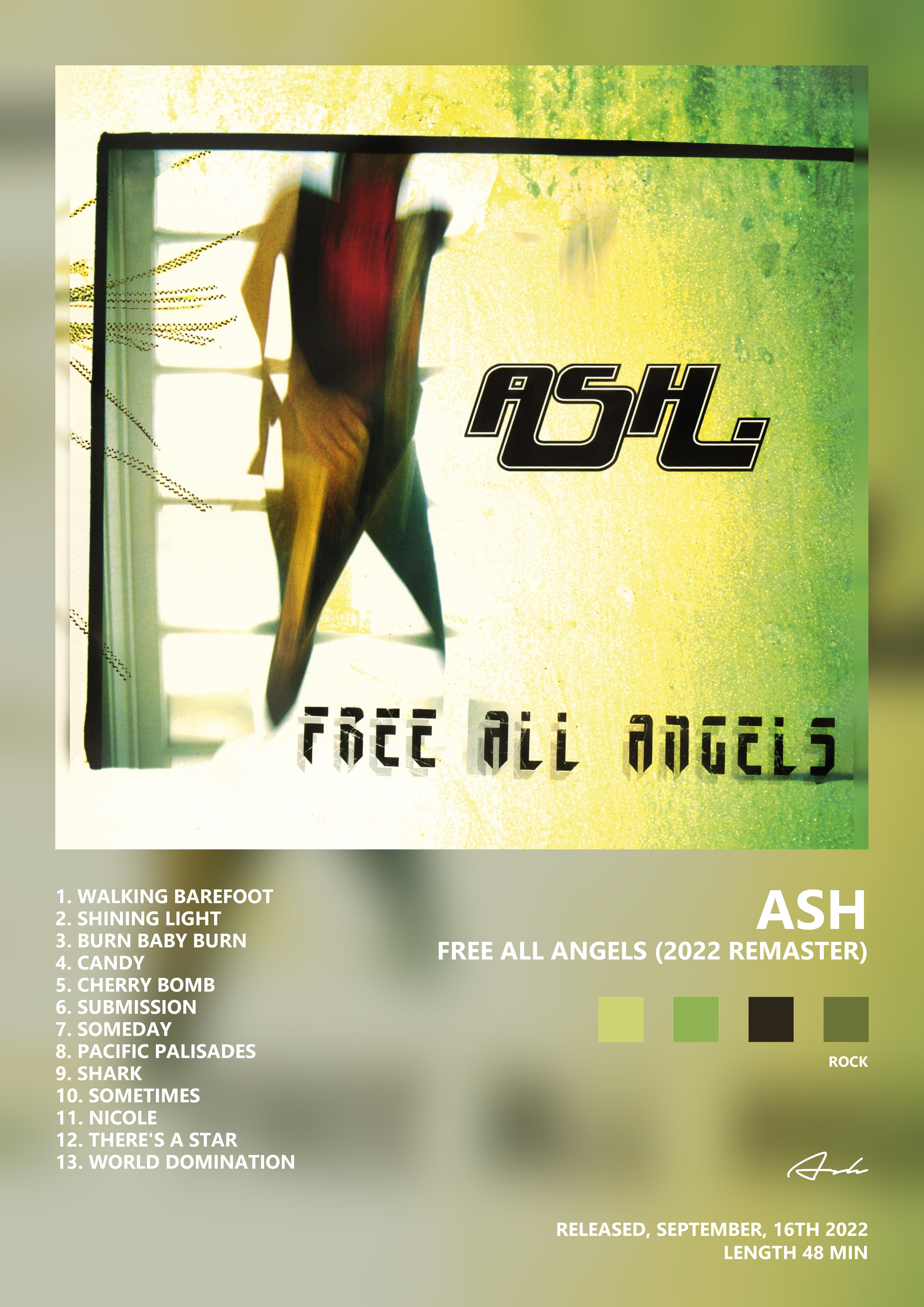 Music poster: Ash - Free All Angels 2022 Remaster