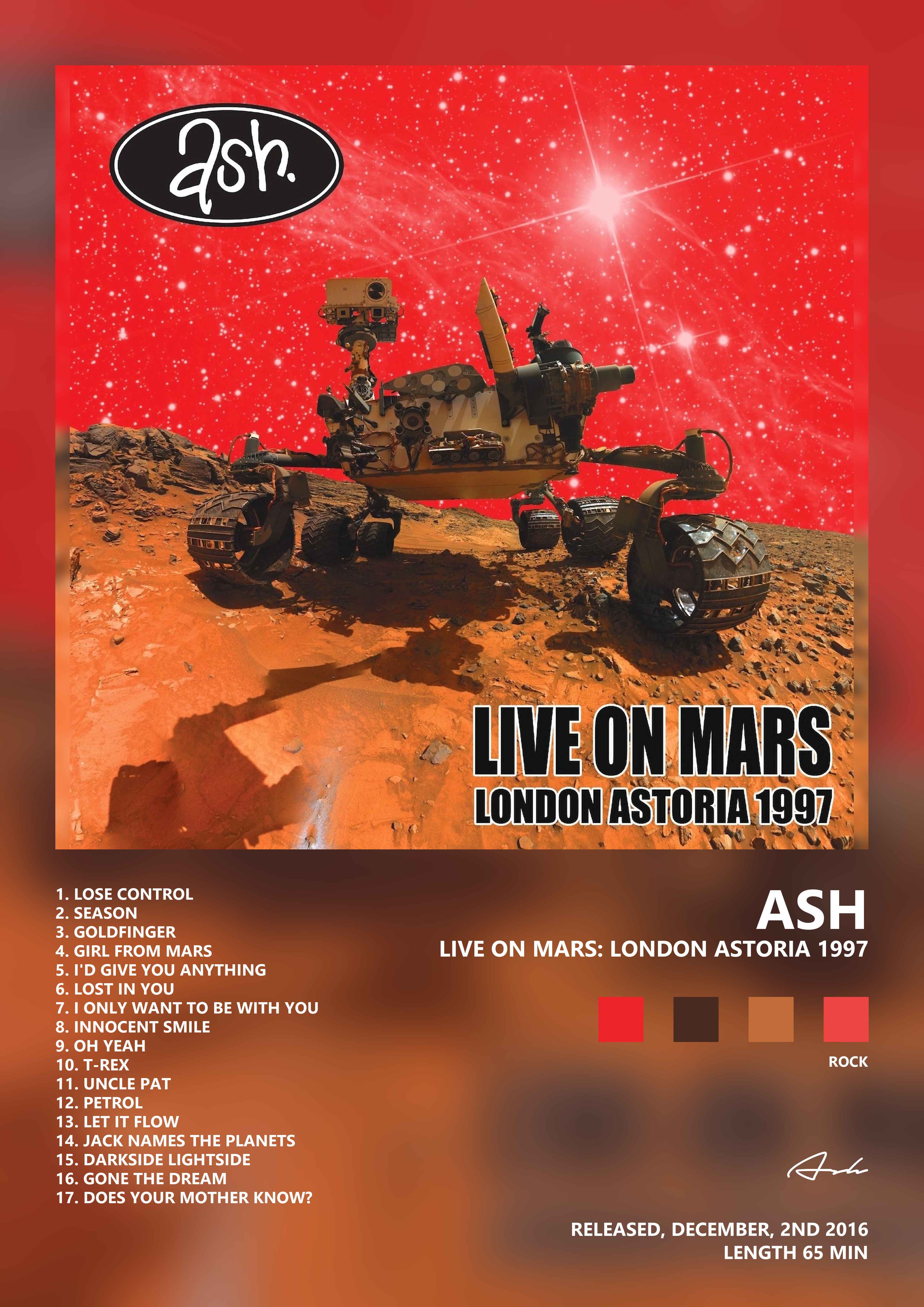 Music poster: Ash - Live on Mars London Astoria 1997