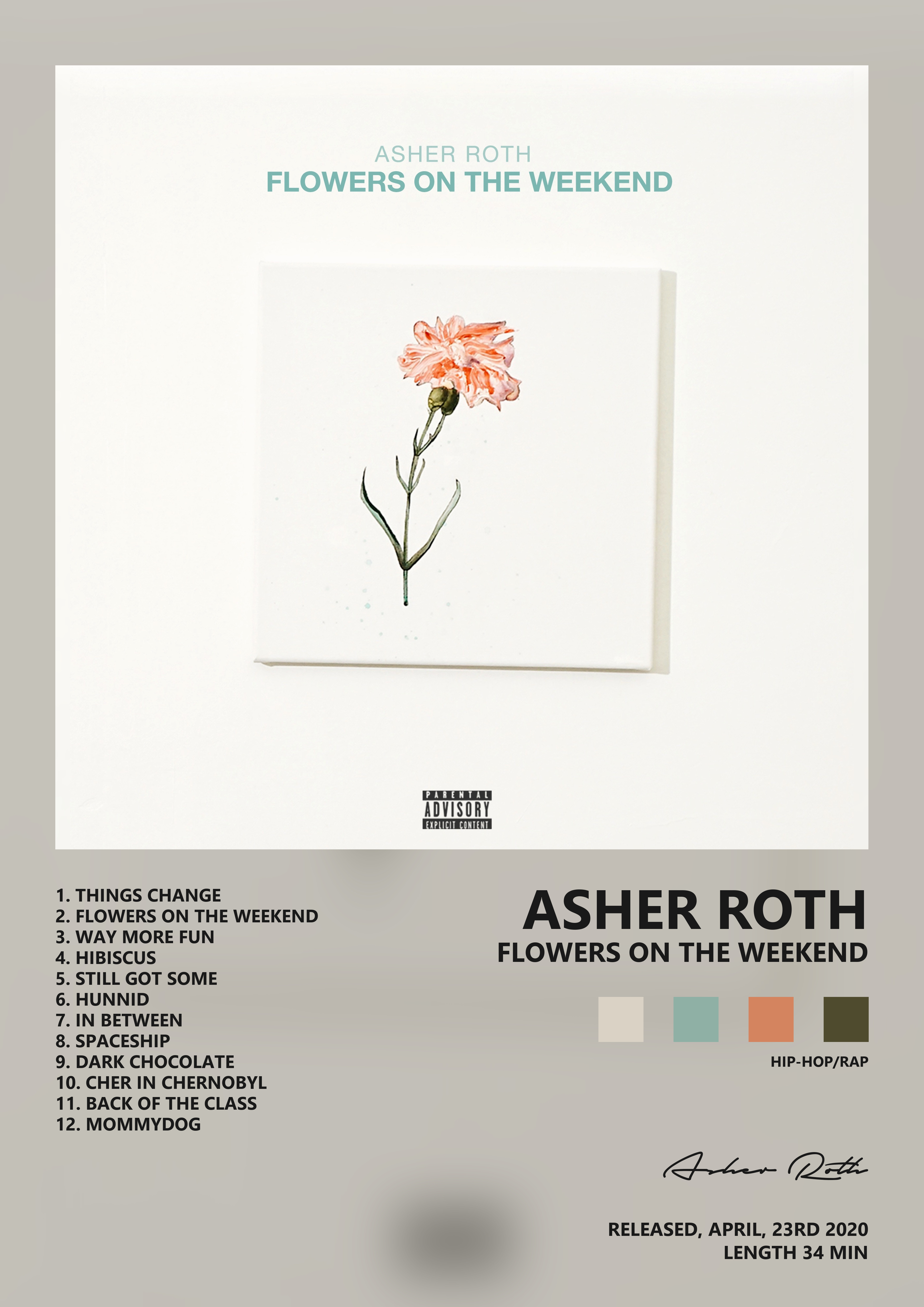 Music poster: Asher Roth - Flowers On the Weekend