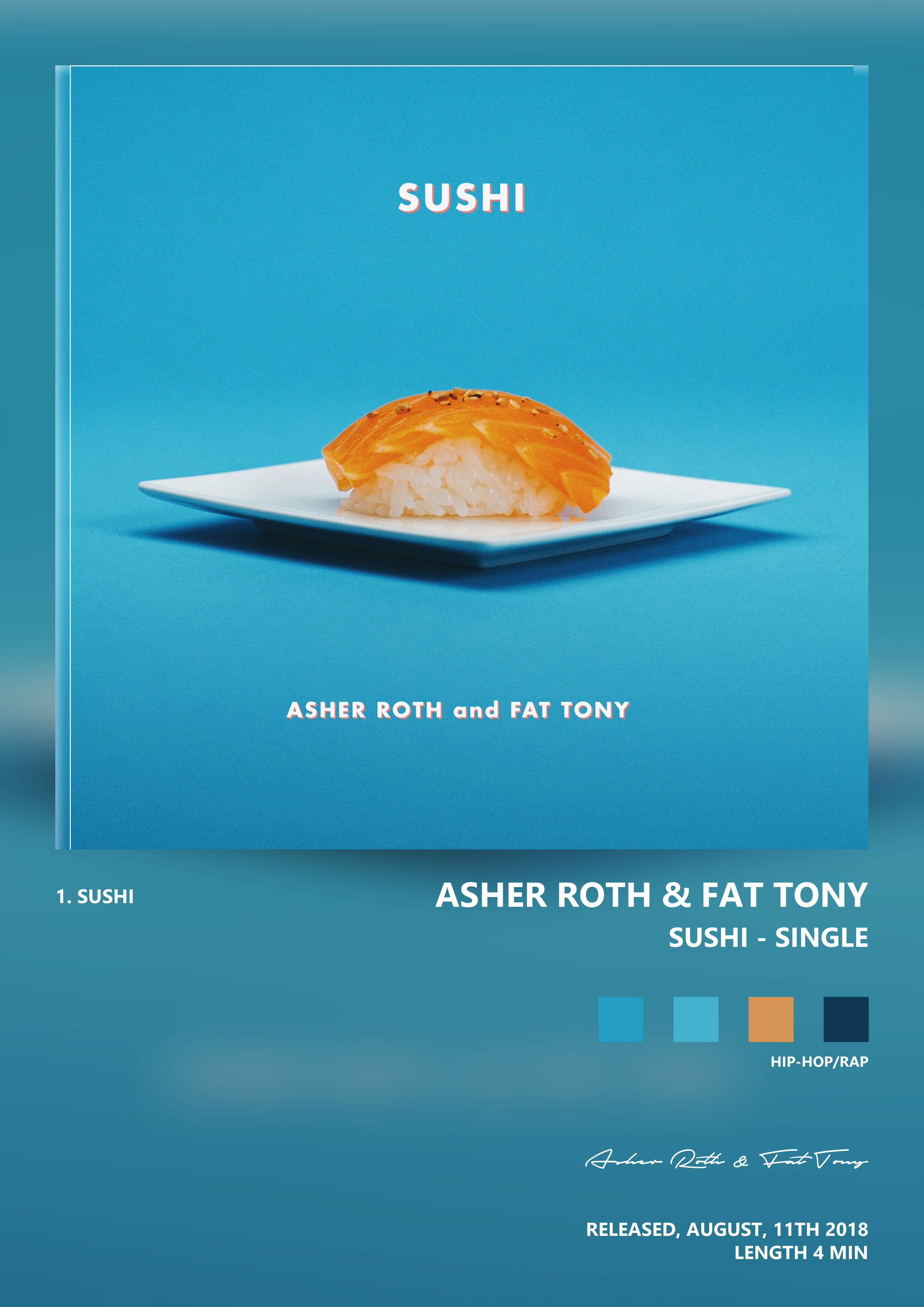 Music poster: Asher Roth Fat Tony - Sushi - Single