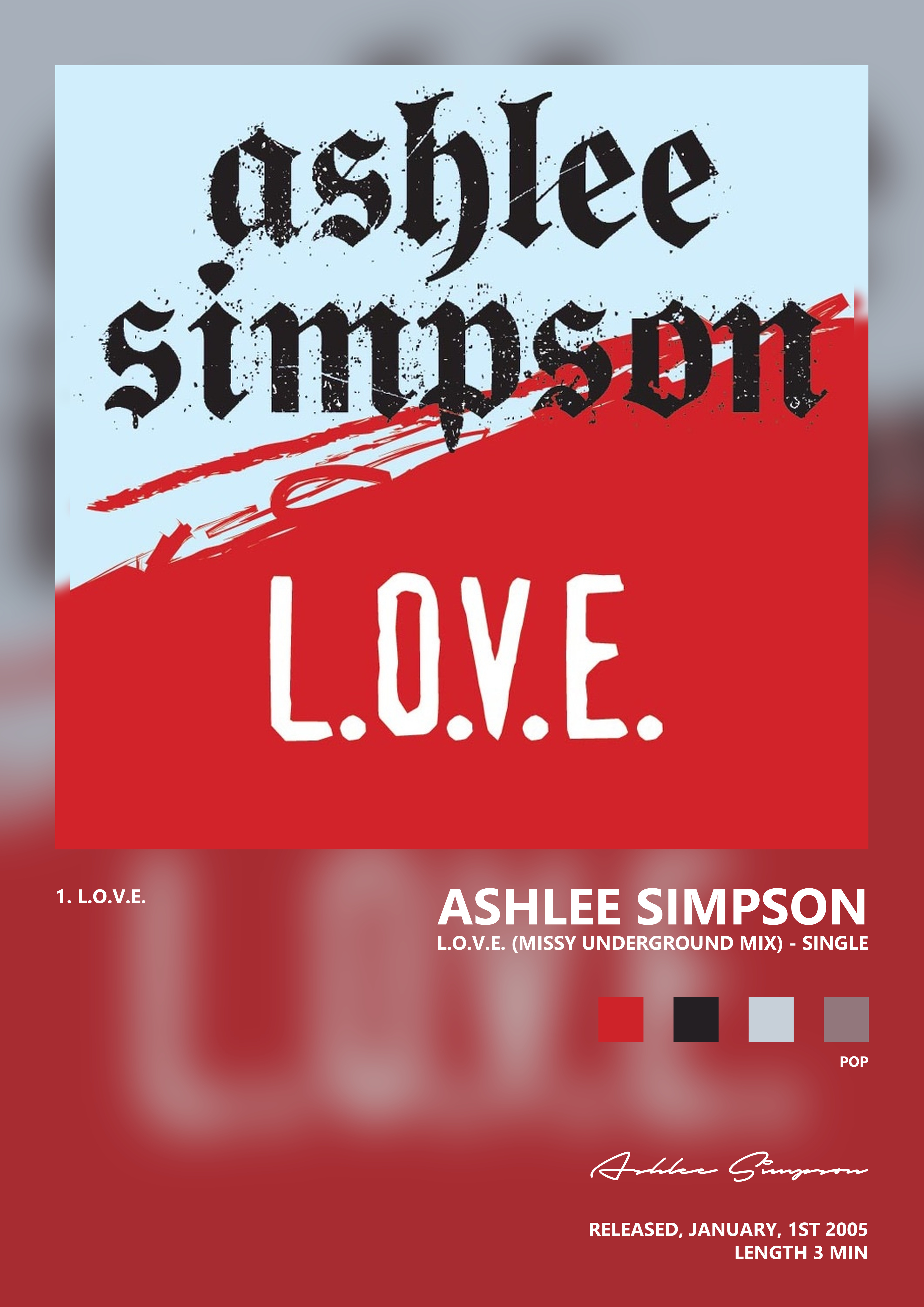 Music poster: Ashlee Simpson - LOVE Missy Underground Mix - Single
