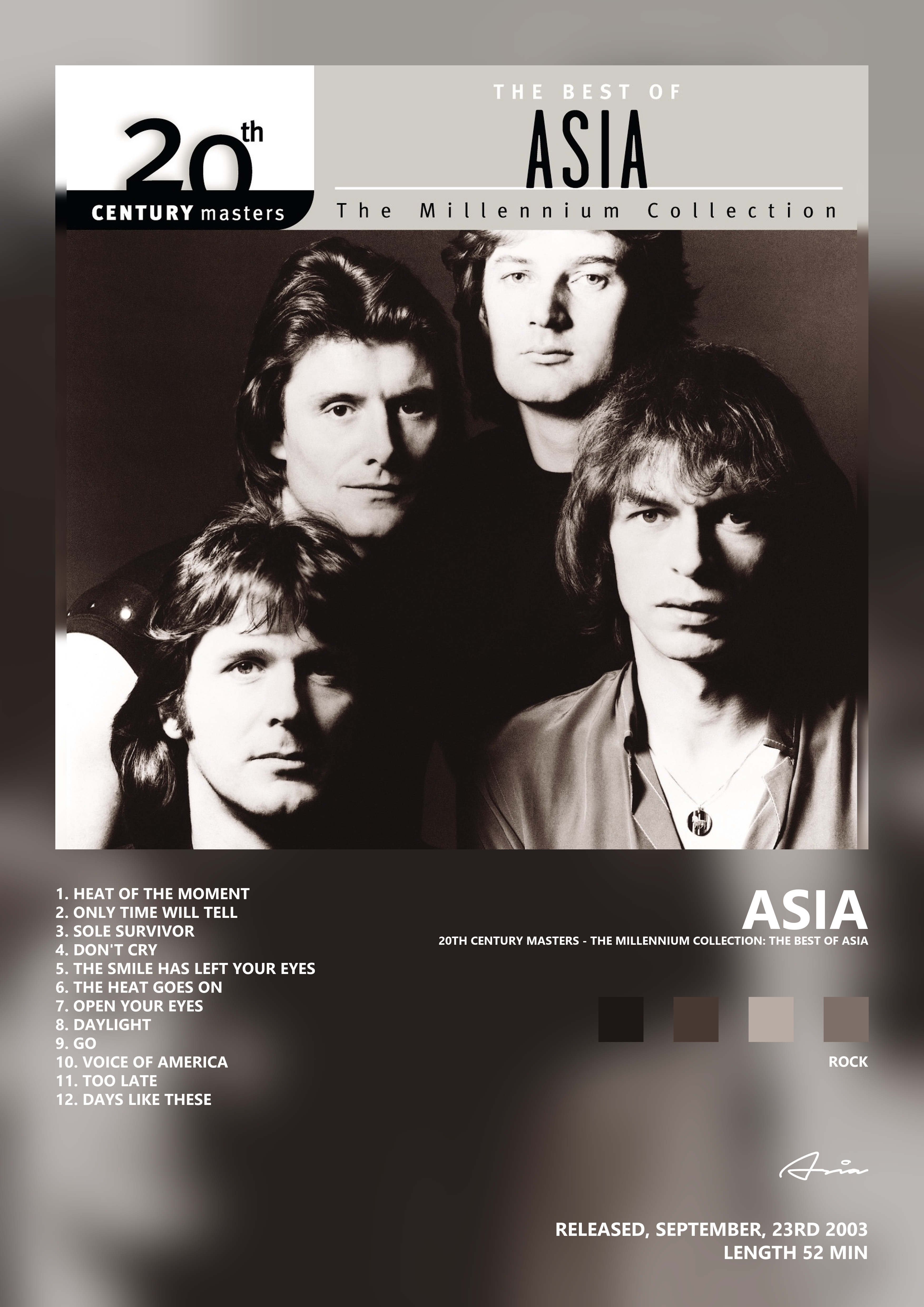 Music poster: Asia - 20th Century Masters - The Millennium Collection The Best of Asia