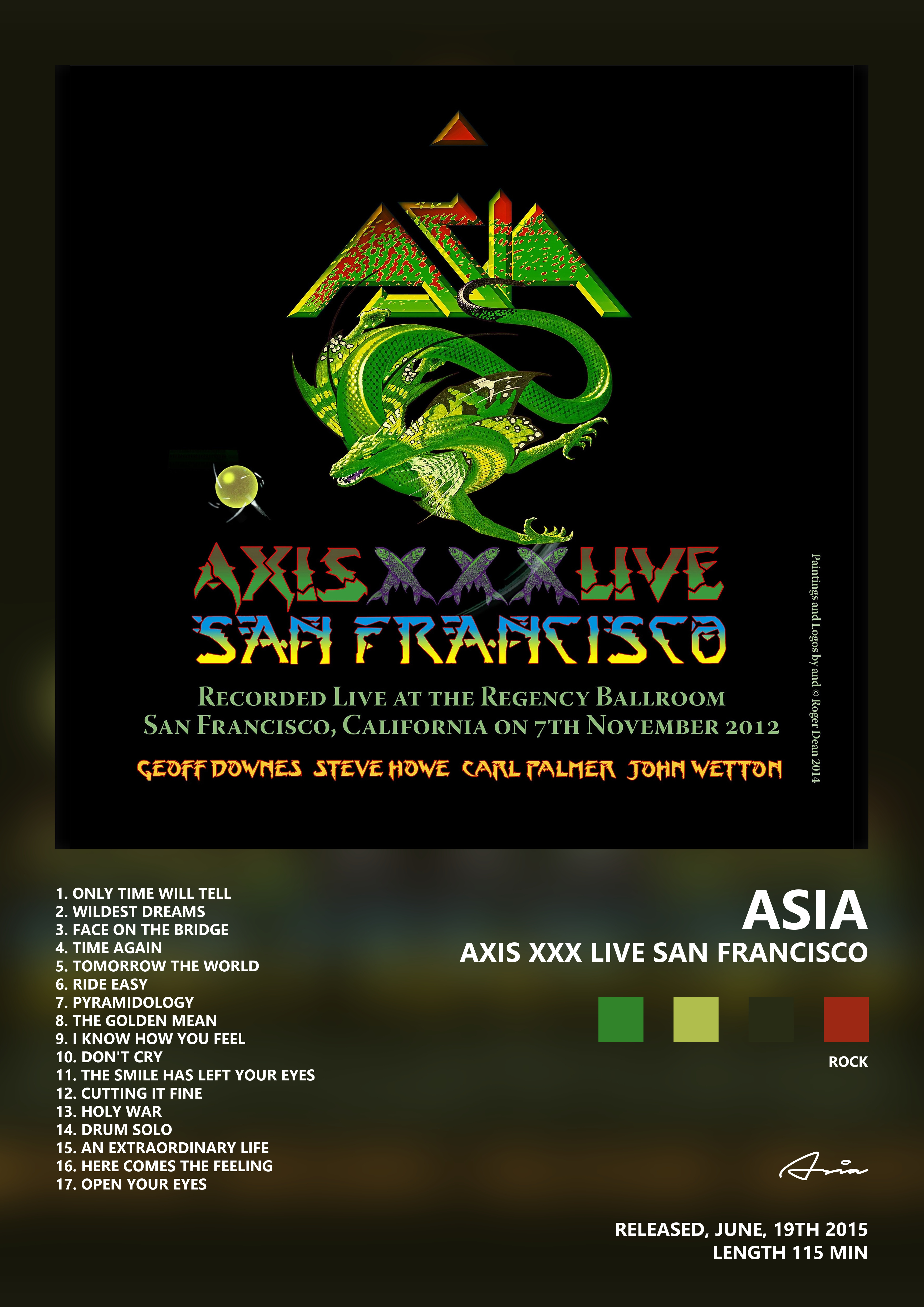 Music poster: Asia - Axis XXX Live San Francisco