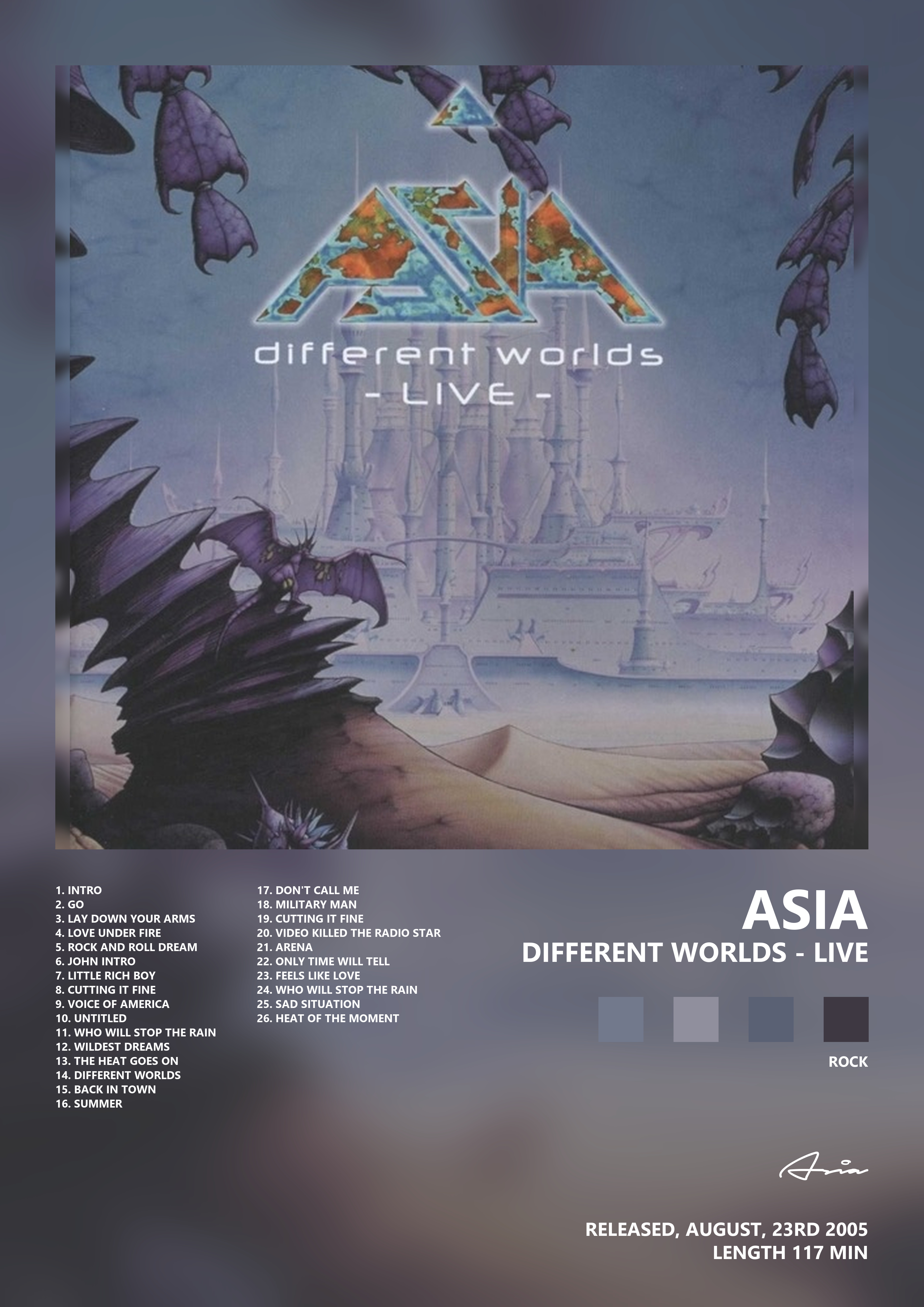 Music poster: Asia - Different Worlds - Live