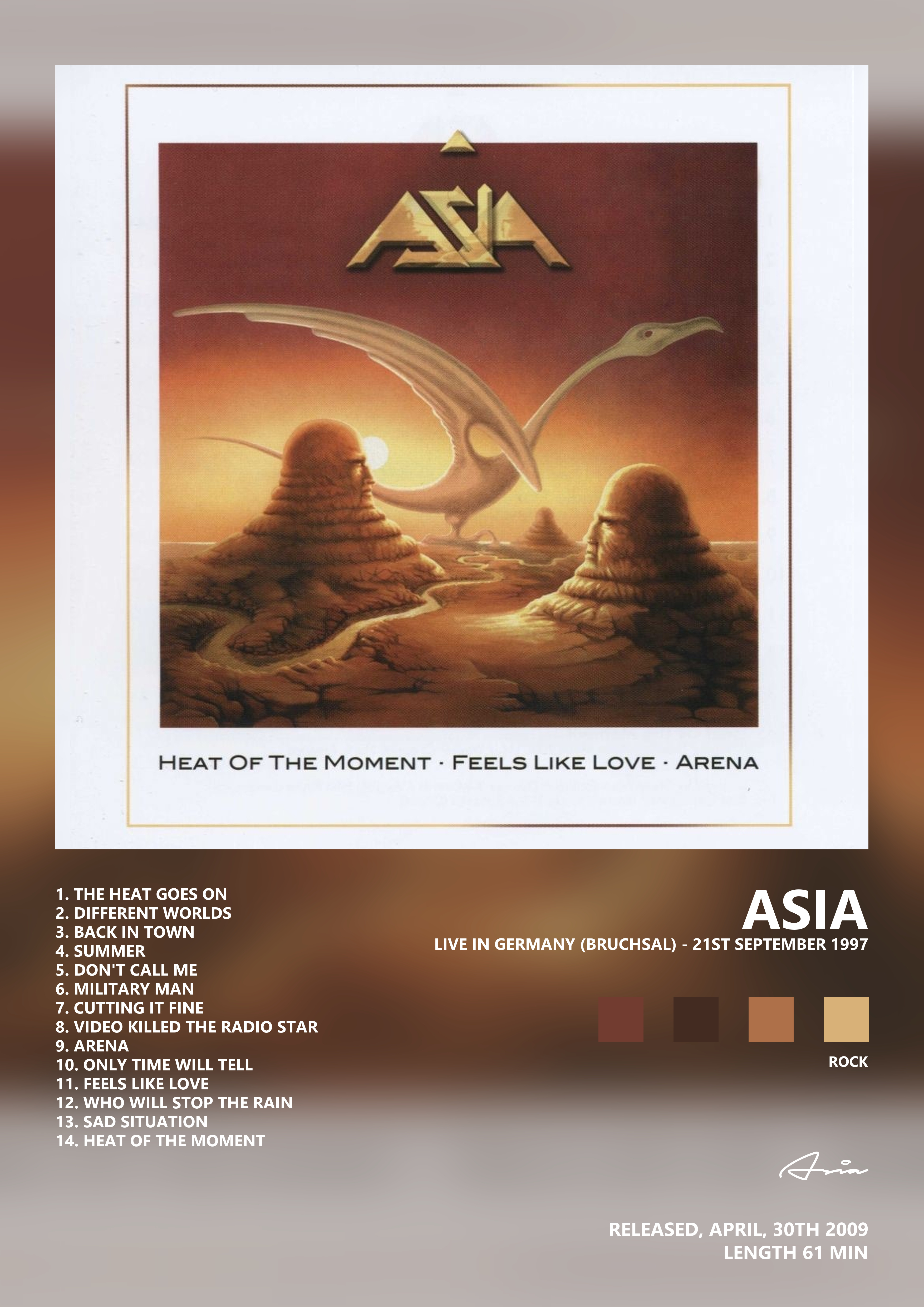 Music poster: Asia - Live In Germany Bruchsal - 21st September 1997