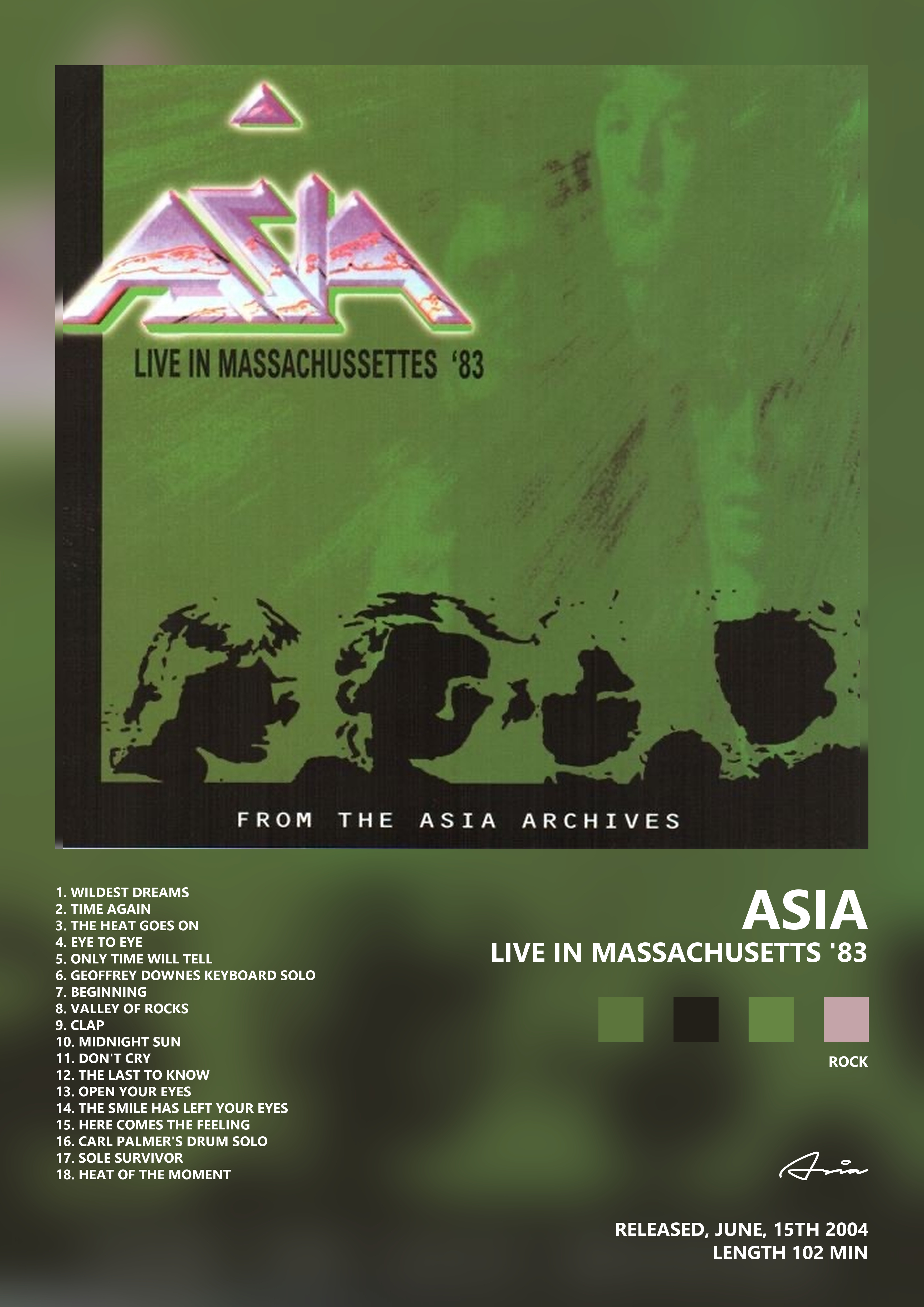Music poster: Asia - Live In Massachusetts 83