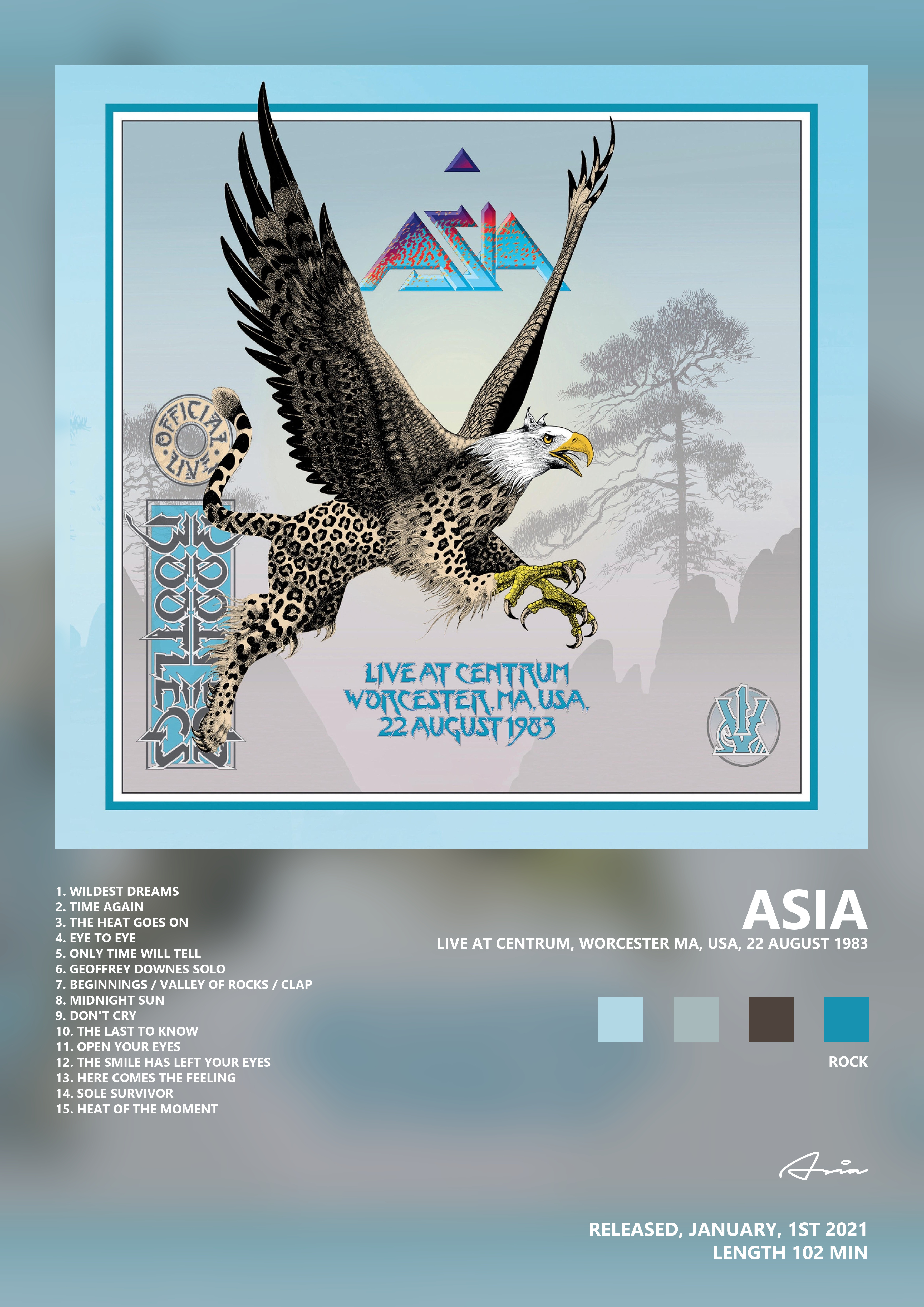 Music poster: Asia - Live at Centrum Worcester MA USA 22 August 1983