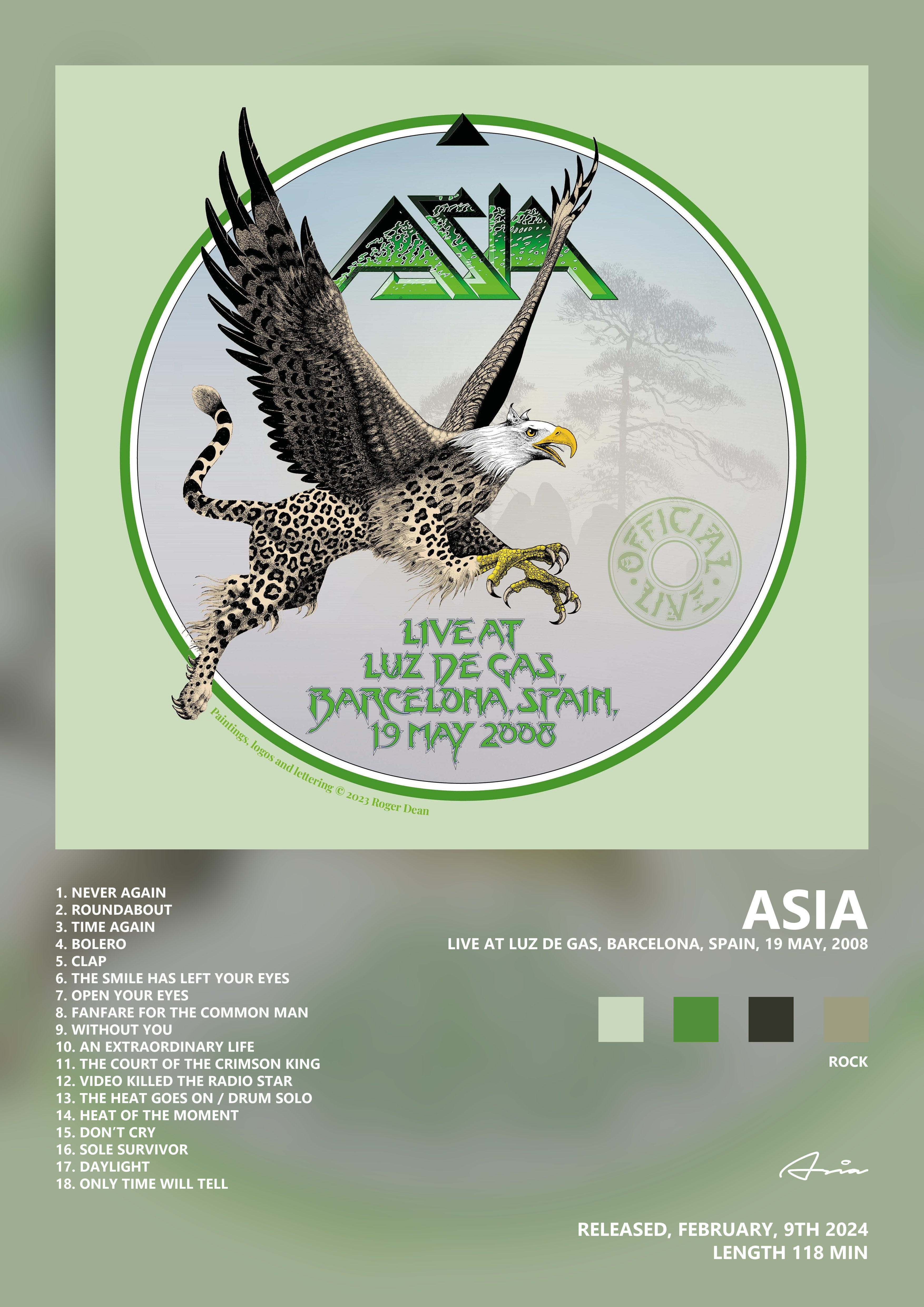 Music poster: Asia - Live at Luz de Gas Barcelona Spain 19 May 2008
