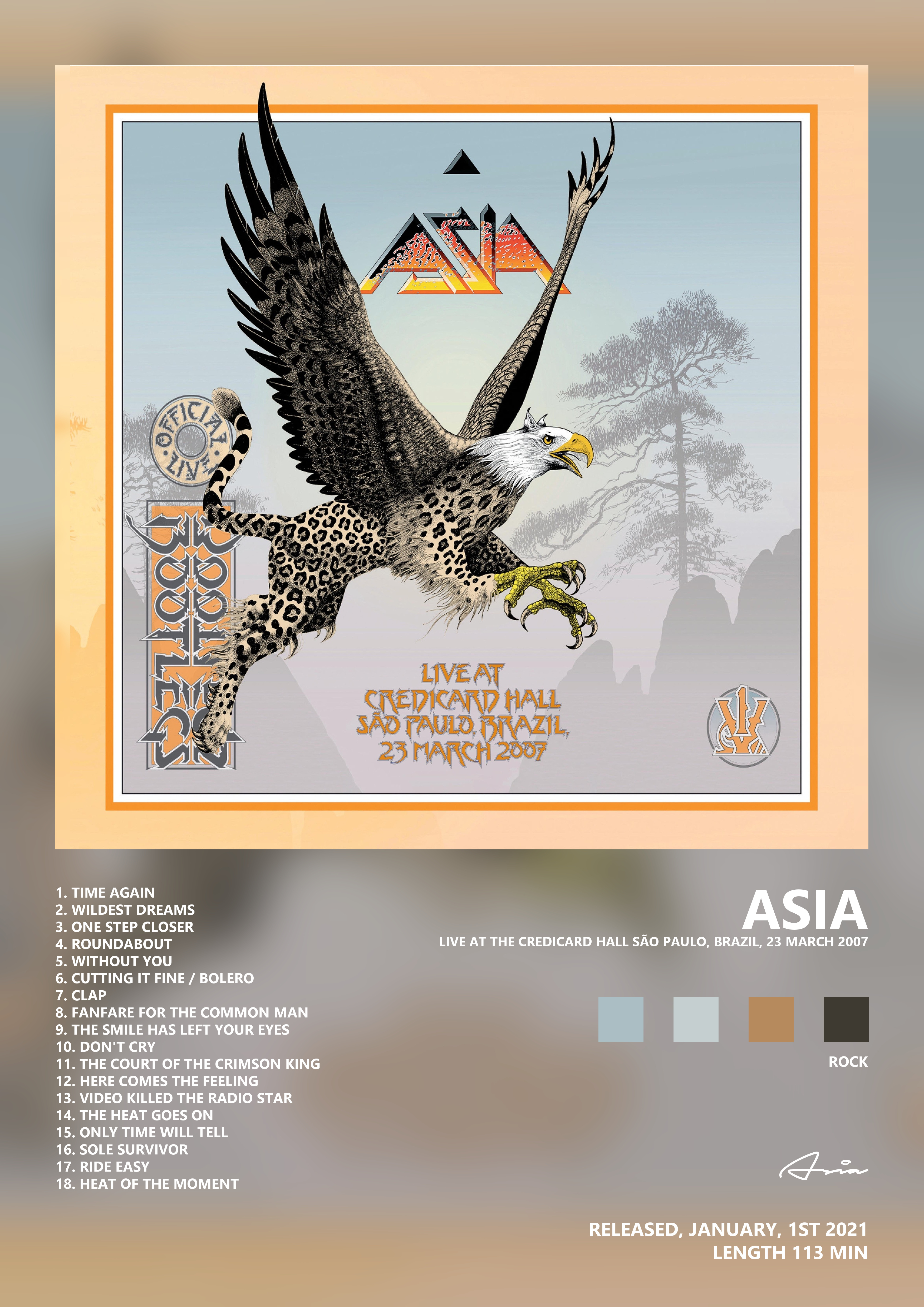 Music poster: Asia - Live at the Credicard Hall São Paulo Brazil 23 March 2007