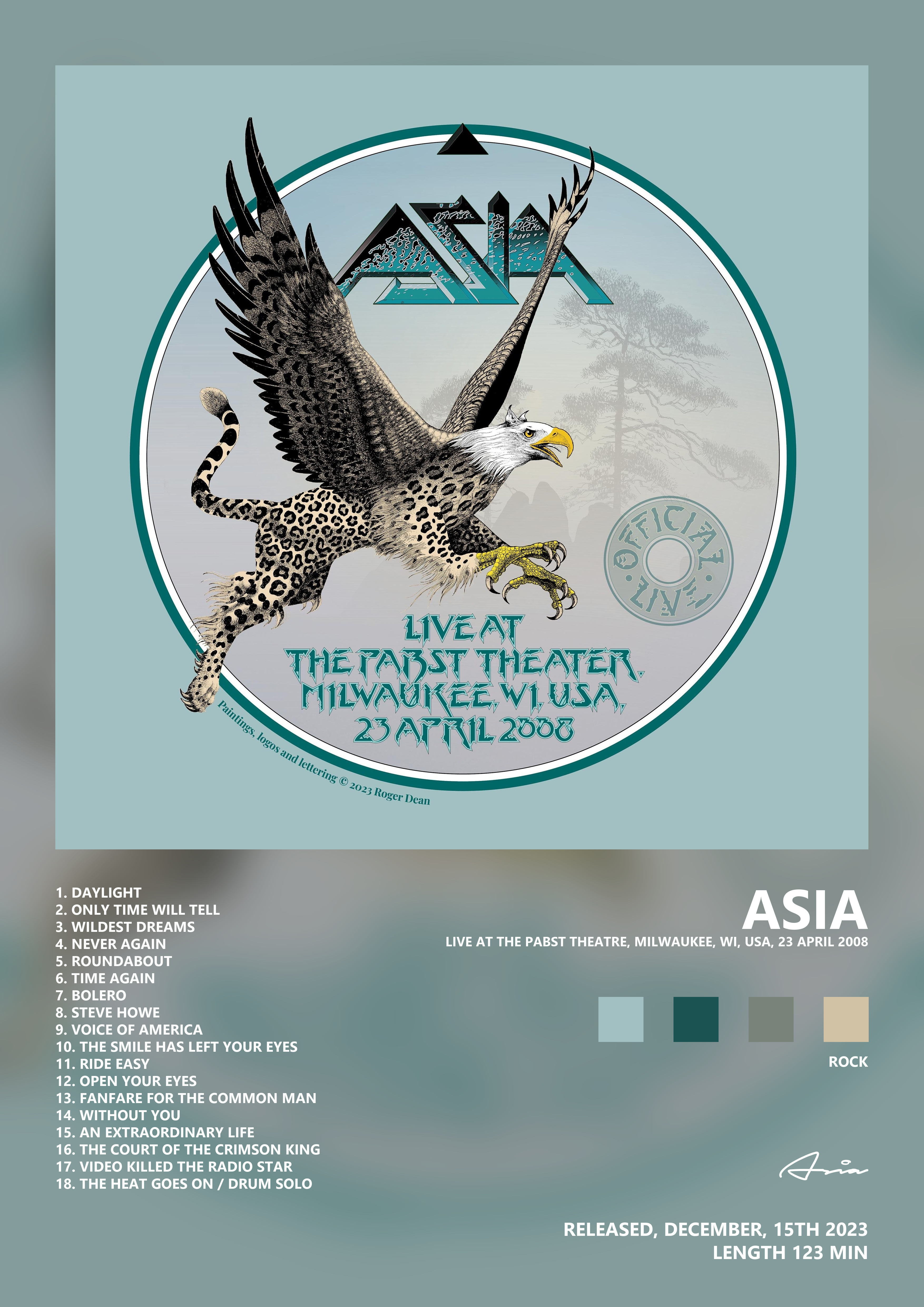 Music poster: Asia - Live at the Pabst Theatre Milwaukee Wi USA 23 April 2008